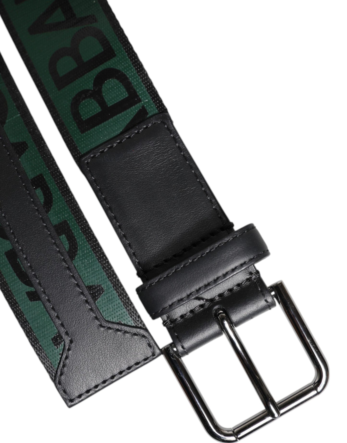 Ceinture classique à boucle en métal Dolce & Gabbana verte et noire avec logo