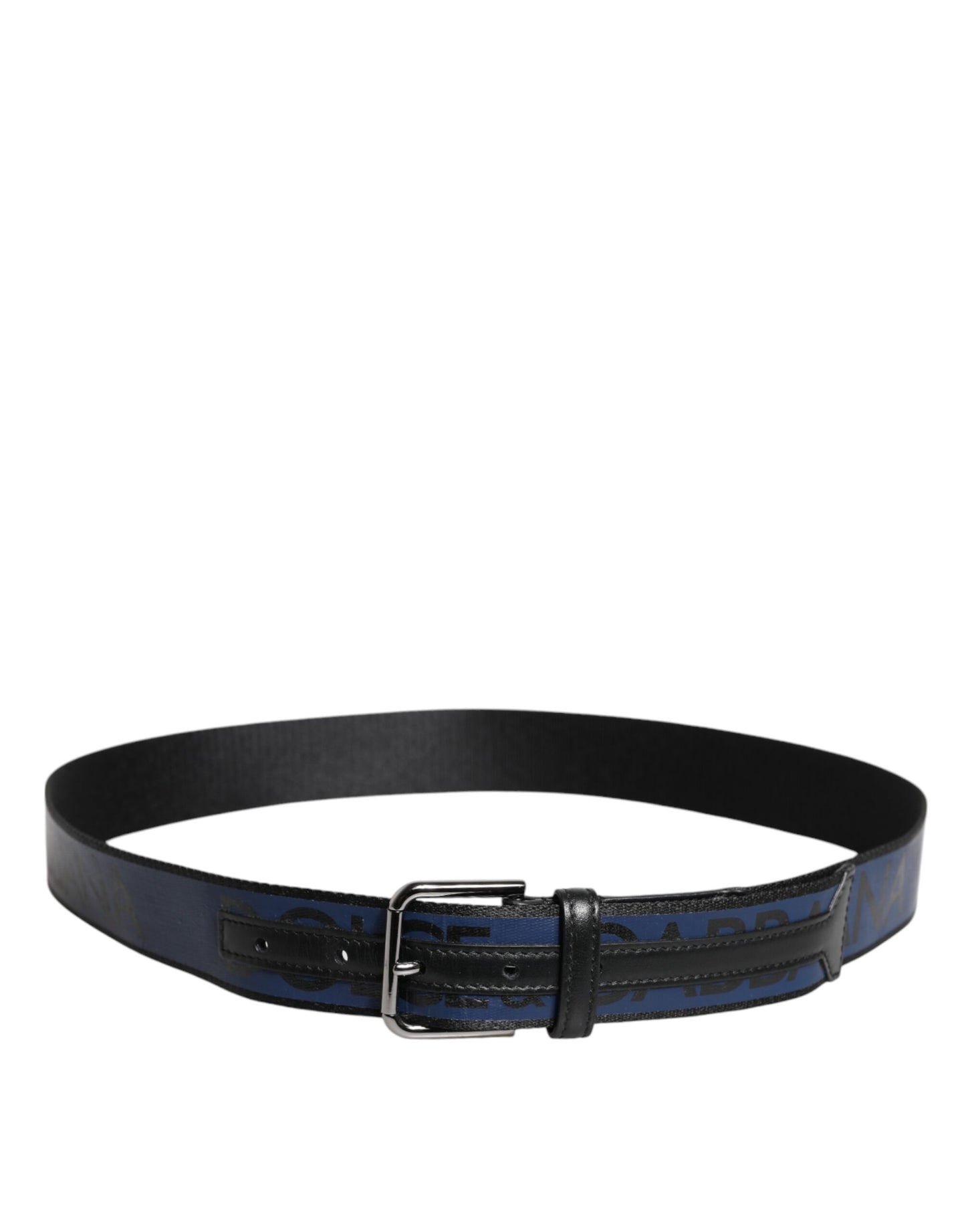 Ceinture Dolce & Gabbana en polyester noir et bleu imprimé avec boucle en métal
