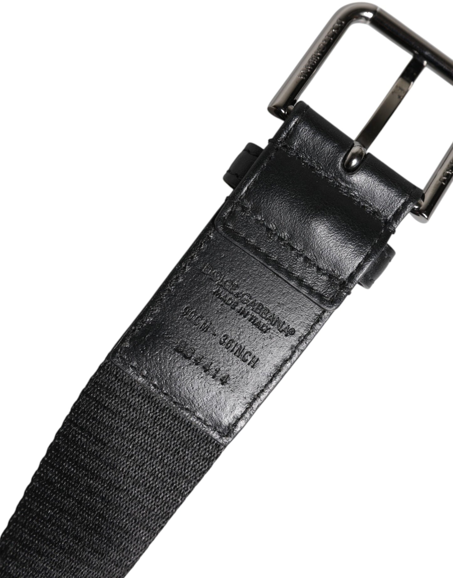 Ceinture Dolce & Gabbana en polyester noir et bleu imprimé avec boucle en métal