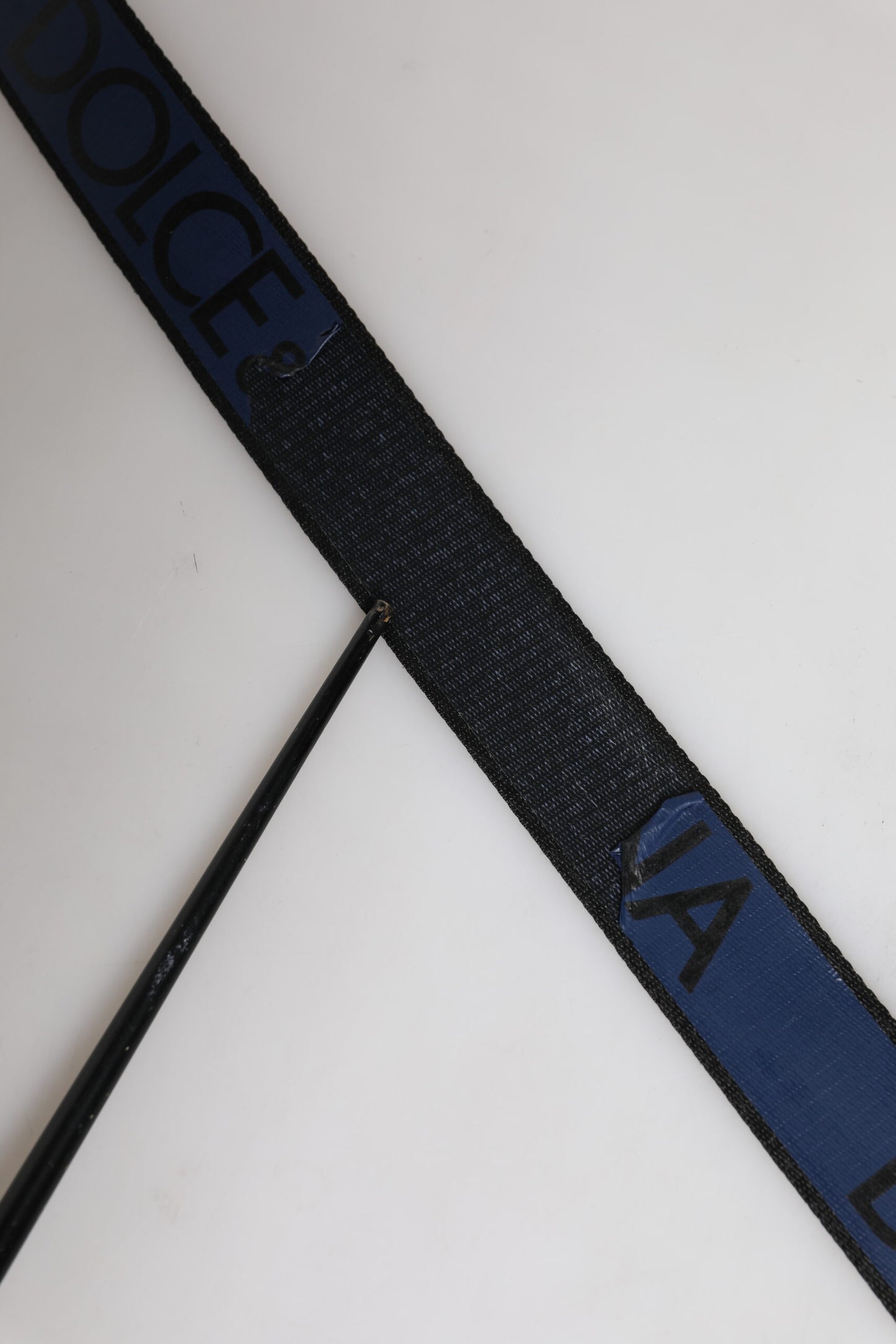 Ceinture Dolce & Gabbana en polyester noir et bleu imprimé avec boucle en métal