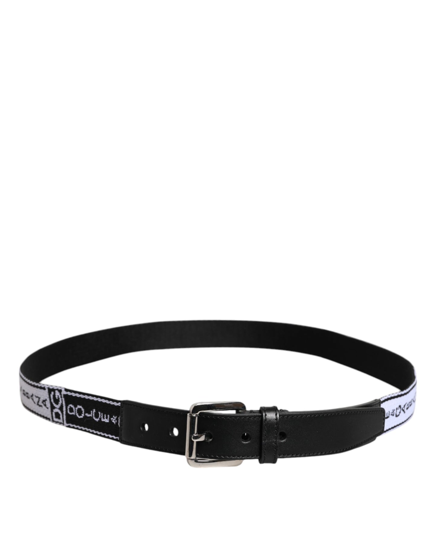 Ceinture à boucle en métal avec logo imprimé noir et blanc Dolce & Gabbana