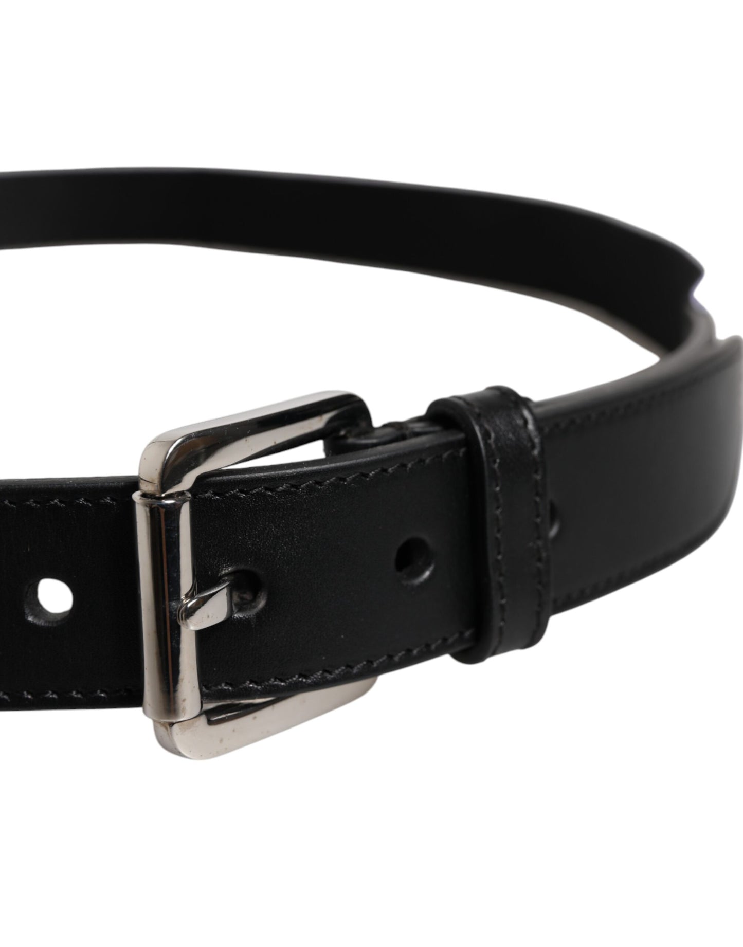 Ceinture à boucle en métal avec logo imprimé noir et blanc Dolce & Gabbana