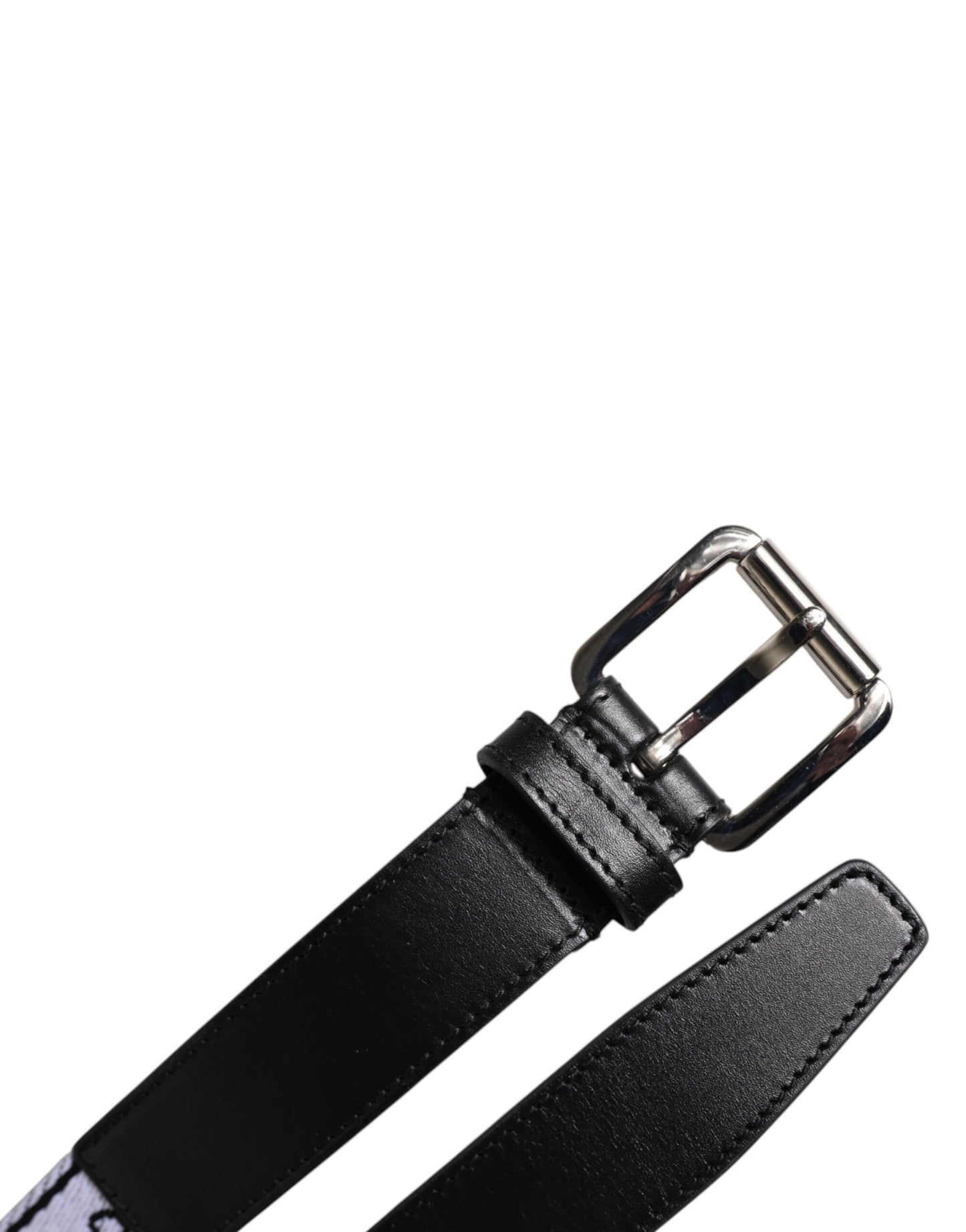 Ceinture à boucle en métal avec logo imprimé noir et blanc Dolce & Gabbana