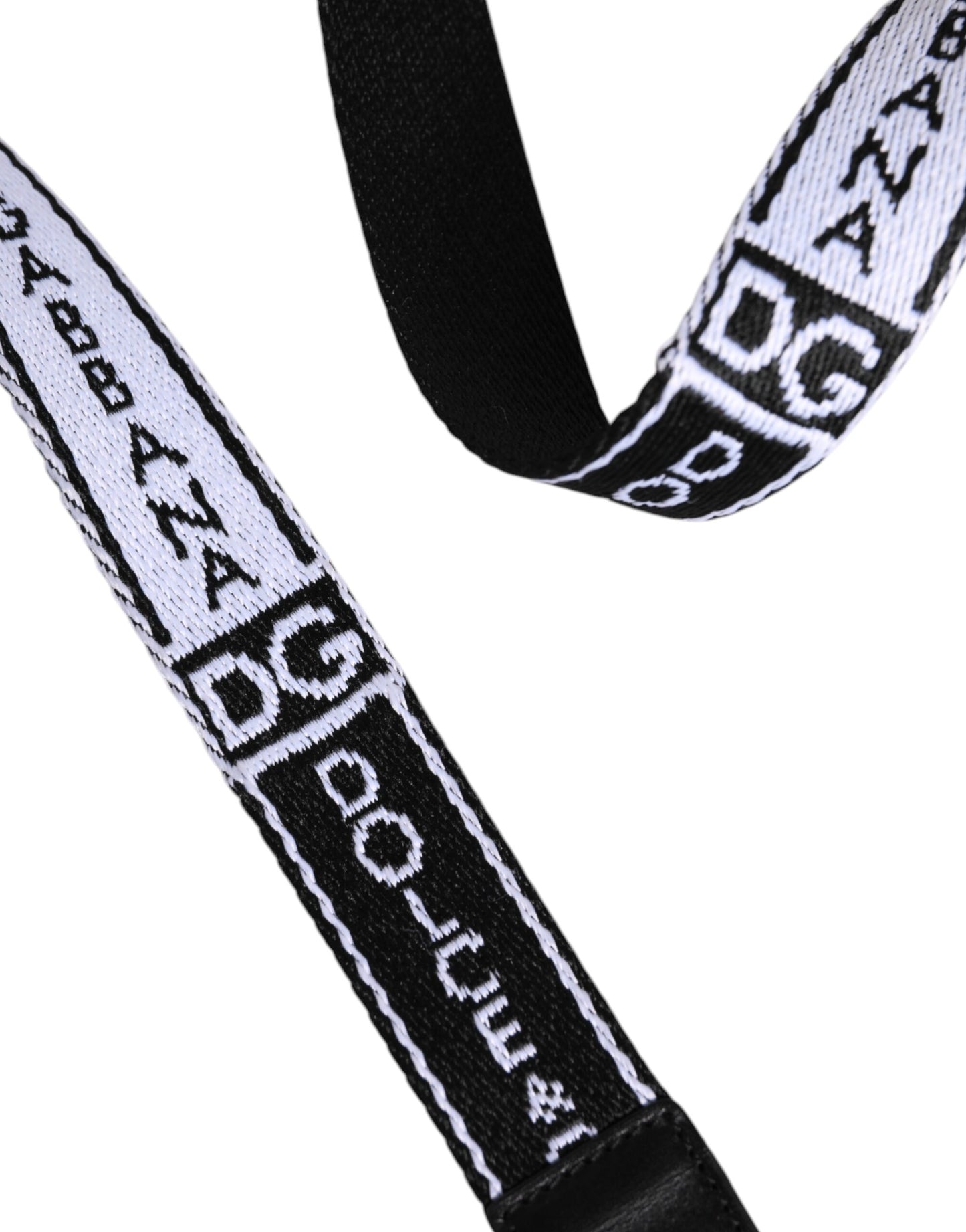 Ceinture à boucle en métal avec logo imprimé noir et blanc Dolce & Gabbana