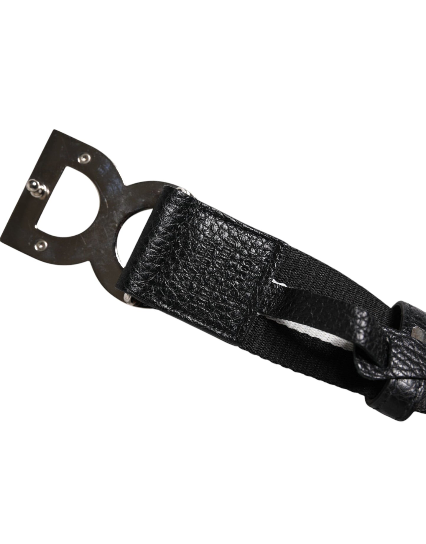 Ceinture à boucle en métal avec logo imprimé noir et blanc Dolce & Gabbana
