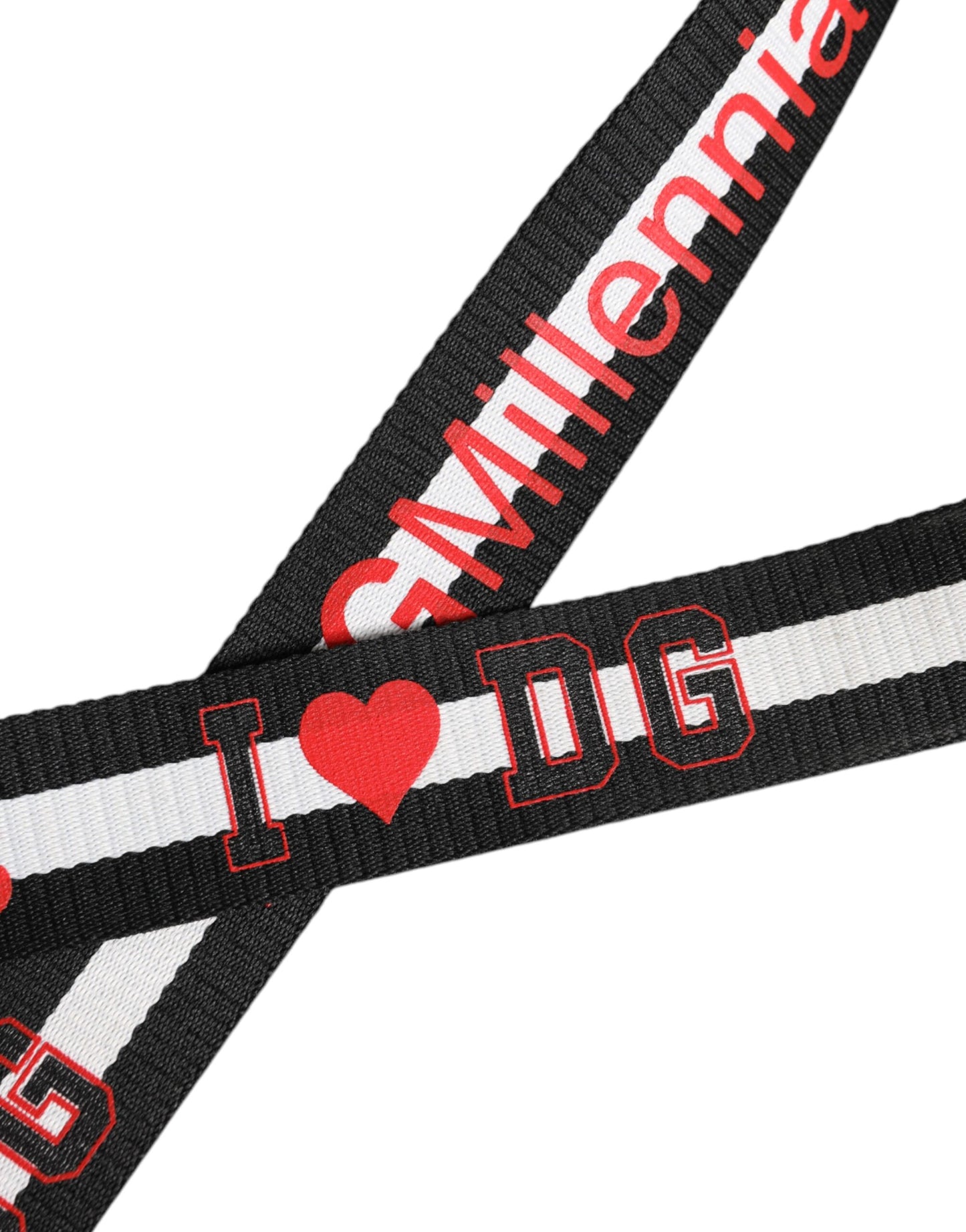 Ceinture à boucle en métal avec logo imprimé noir et blanc Dolce & Gabbana