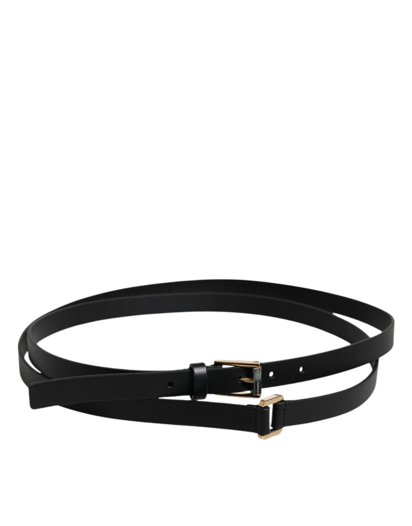 Ceinture classique en cuir de veau noir Dolce & Gabbana avec boucle en métal et logo