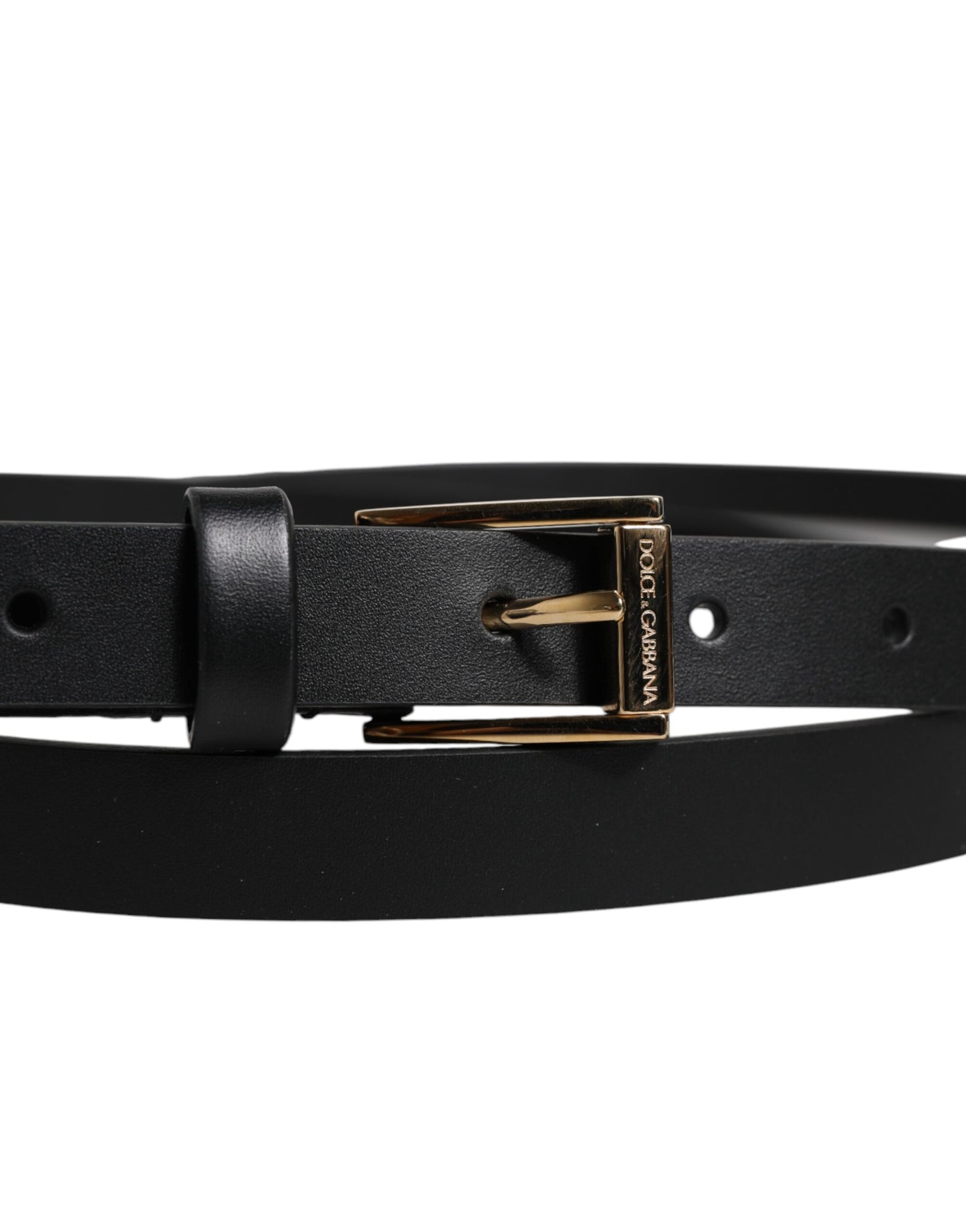 Ceinture classique en cuir de veau noir Dolce & Gabbana avec boucle en métal et logo