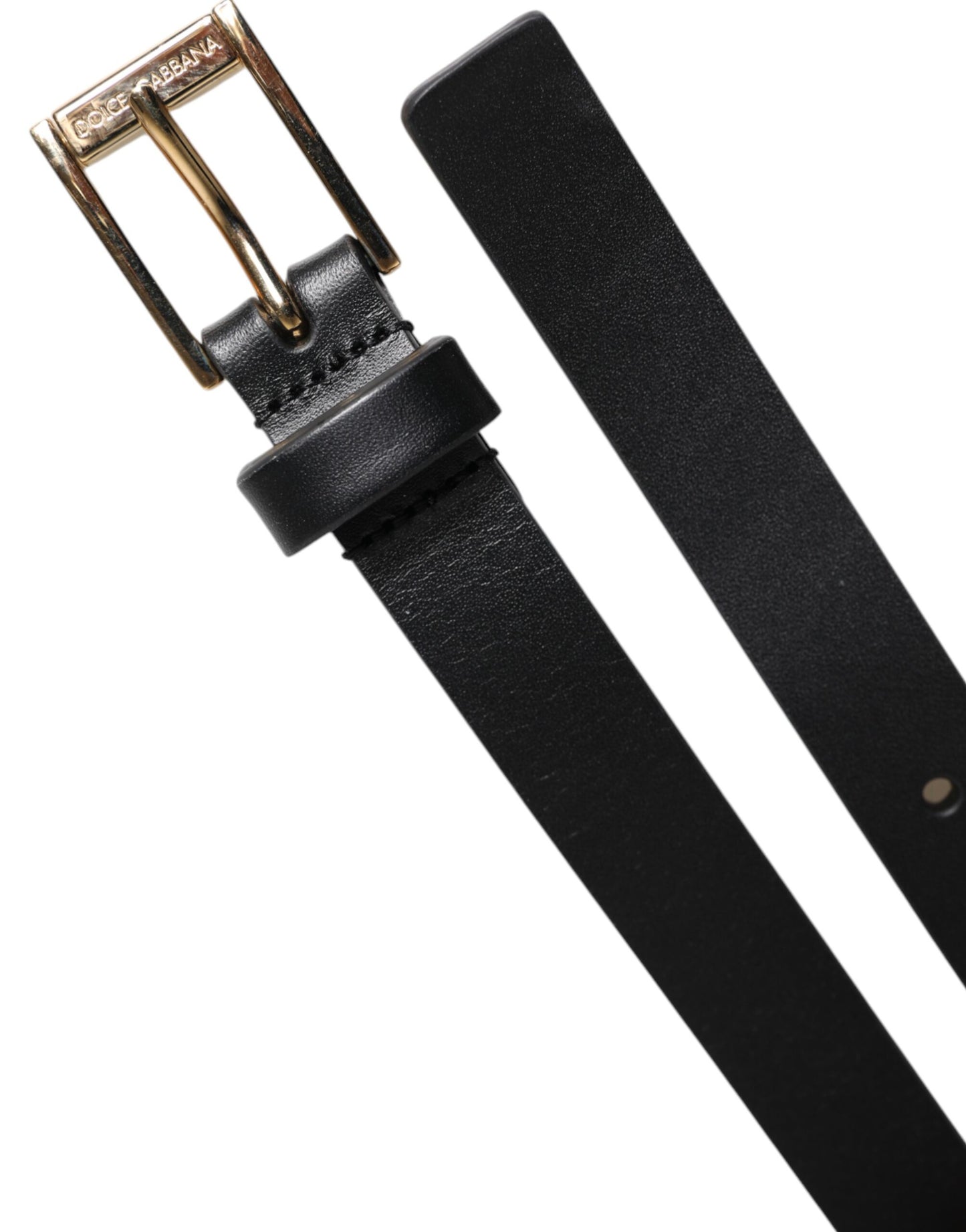 Ceinture classique en cuir de veau noir Dolce & Gabbana avec boucle en métal et logo
