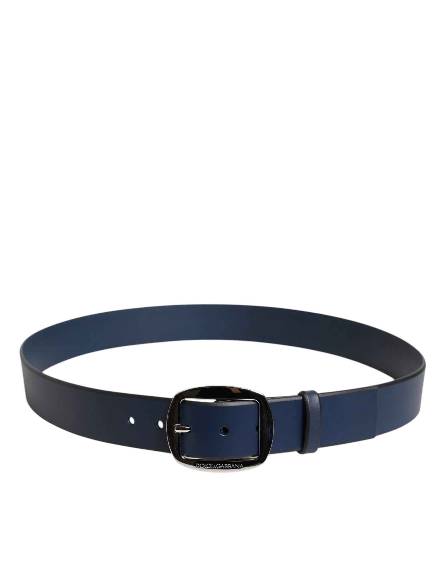Ceinture classique à boucle métallique en cuir de veau bleu Dolce & Gabbana