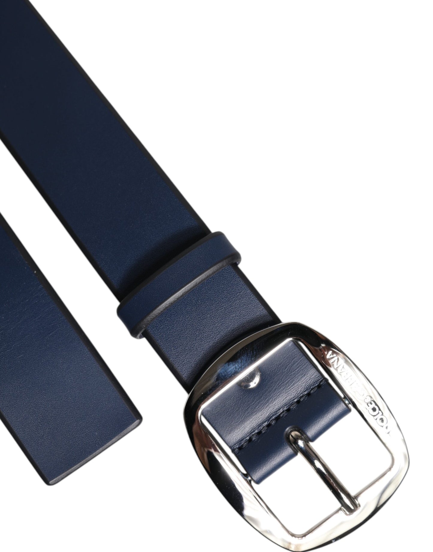 Ceinture classique à boucle métallique en cuir de veau bleu Dolce & Gabbana