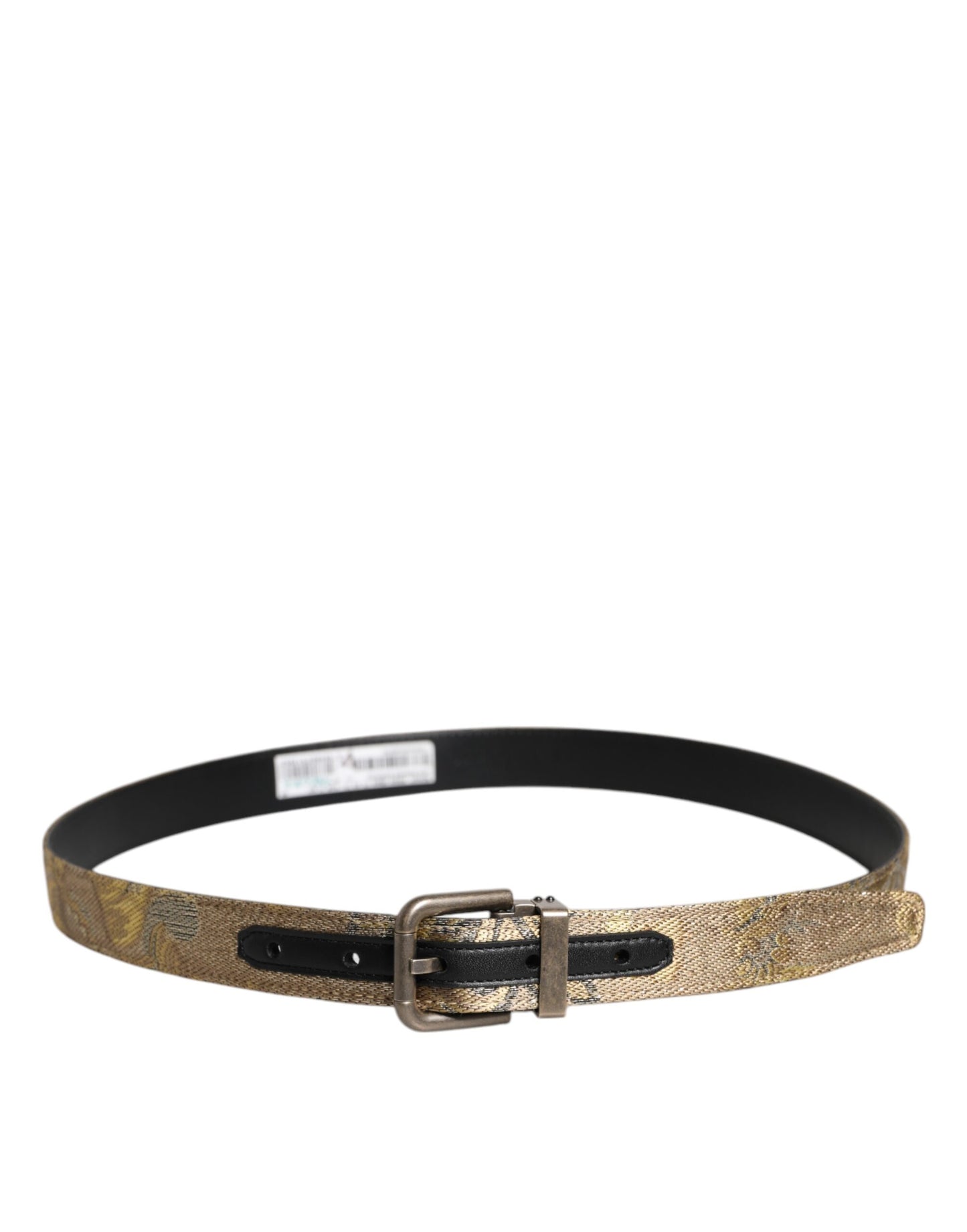 Ceinture Dolce & Gabbana en cuir doré jacquard avec boucle en métal argenté