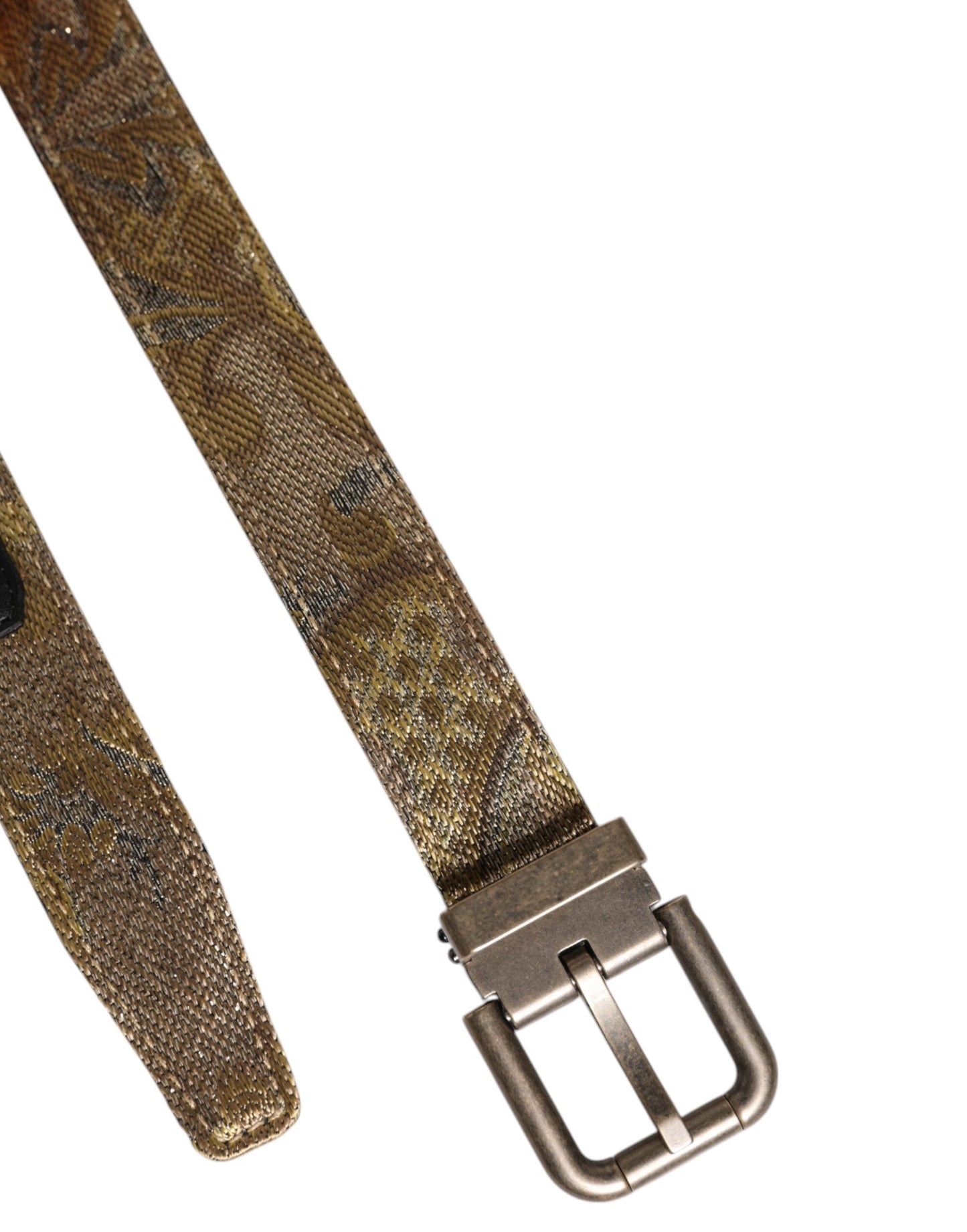 Ceinture Dolce & Gabbana en cuir doré jacquard avec boucle en métal argenté