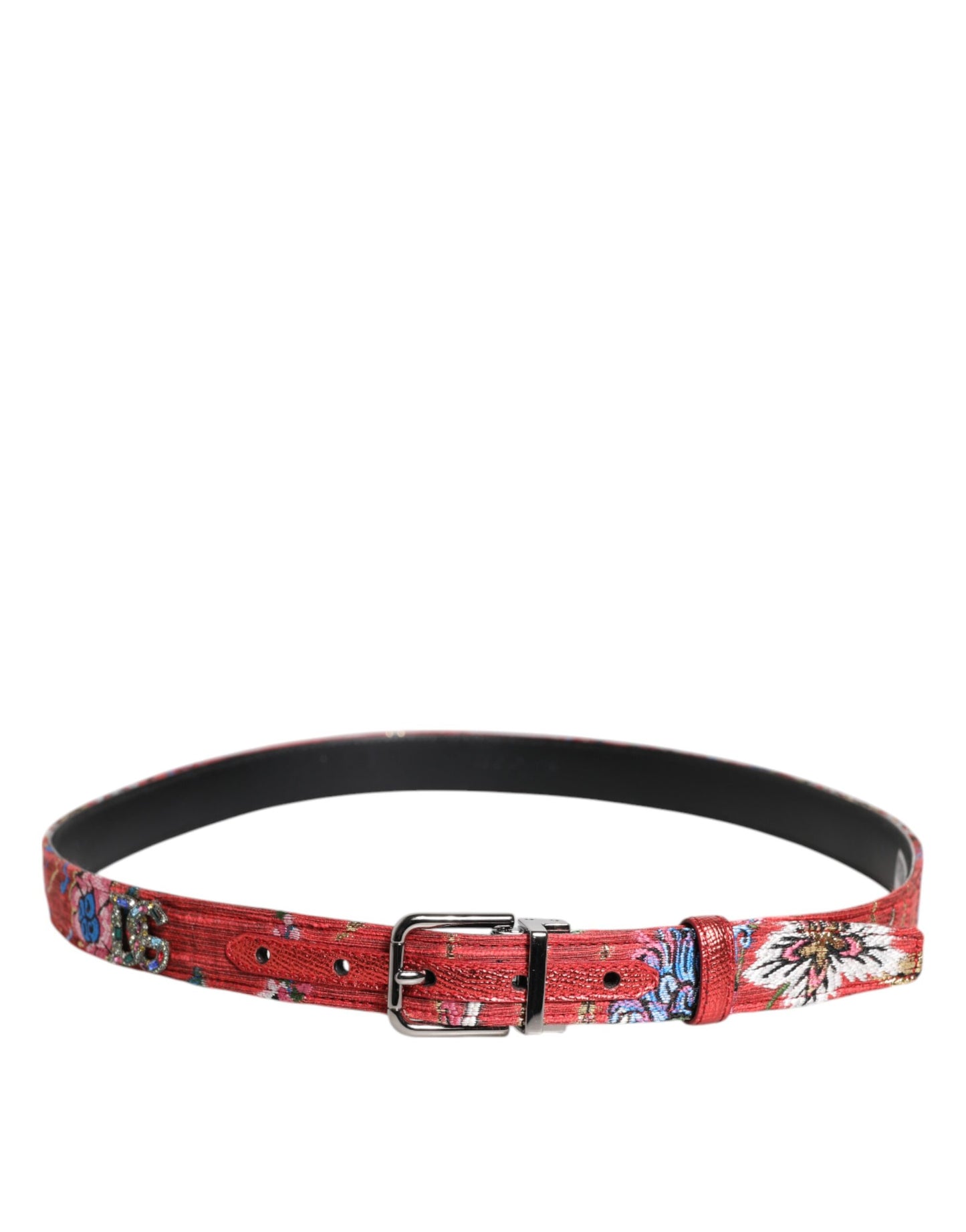 Ceinture Dolce & Gabbana à boucle en métal ornée de fleurs rouges DG