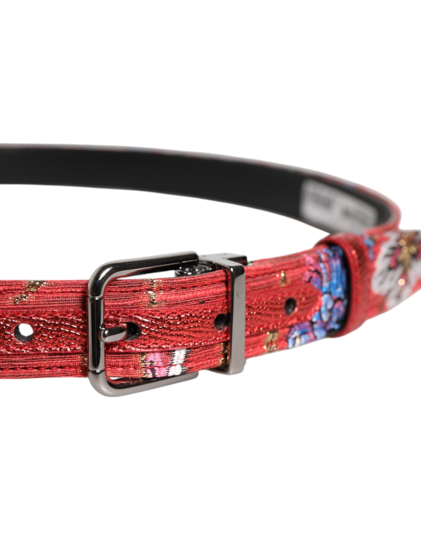 Ceinture Dolce & Gabbana à boucle en métal ornée de fleurs rouges DG