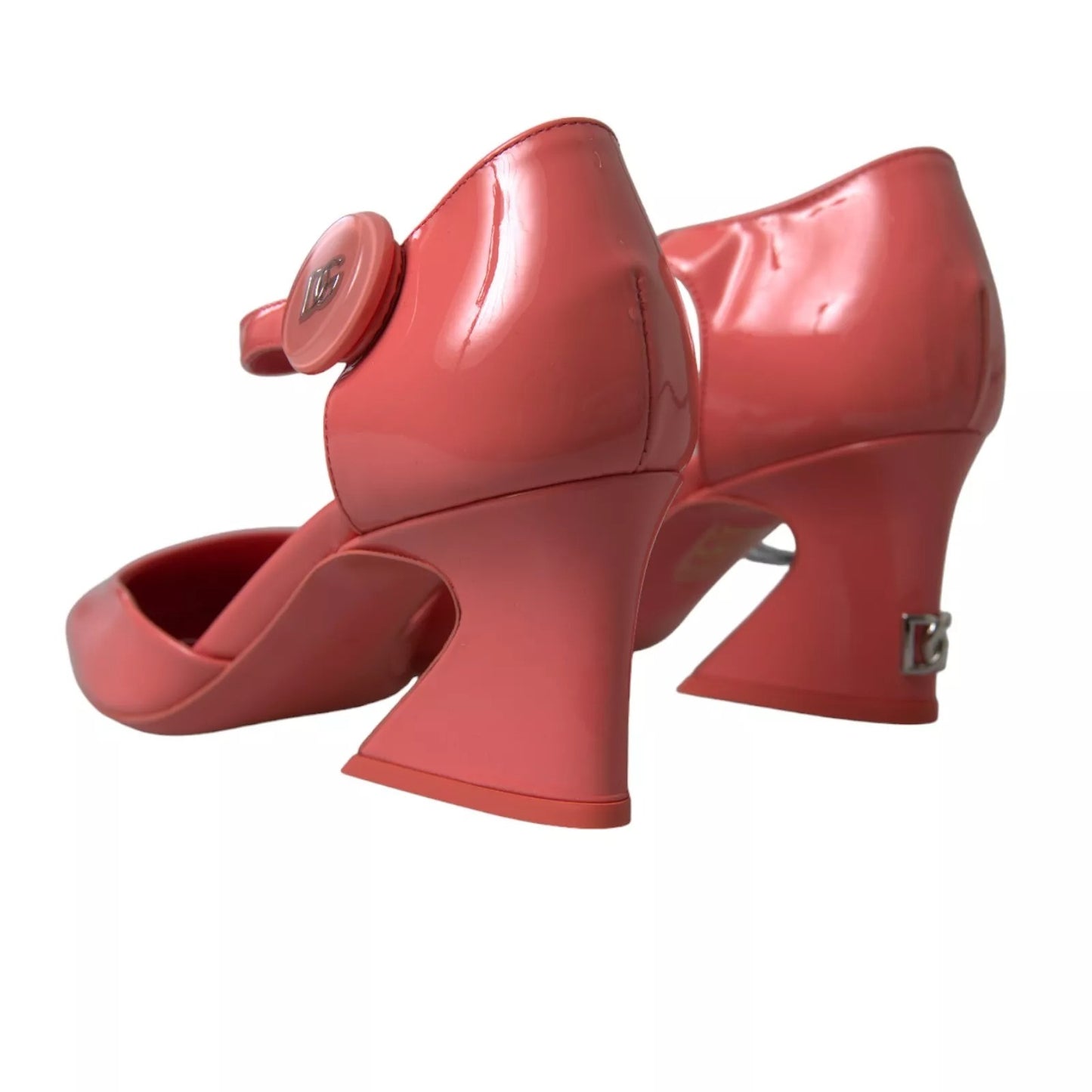 Dolce & Gabbana Peach Leather Ankle Strap Heels Sandals Shoes by Dolce & Gabbana