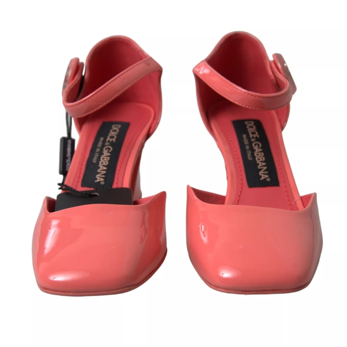 Dolce & Gabbana Peach Leather Ankle Strap Heels Sandals Shoes by Dolce & Gabbana