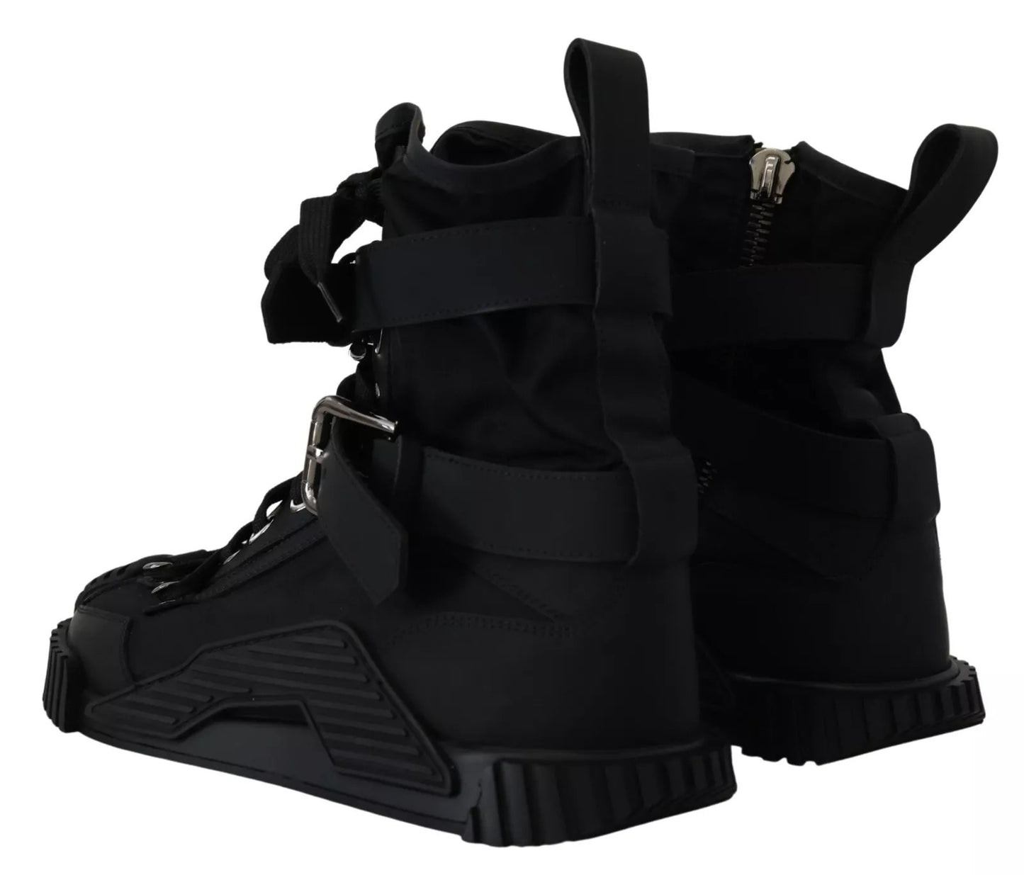 Dolce & Gabbana Black Nylon High Top Sorrento Sneakers Shoes by Dolce & Gabbana