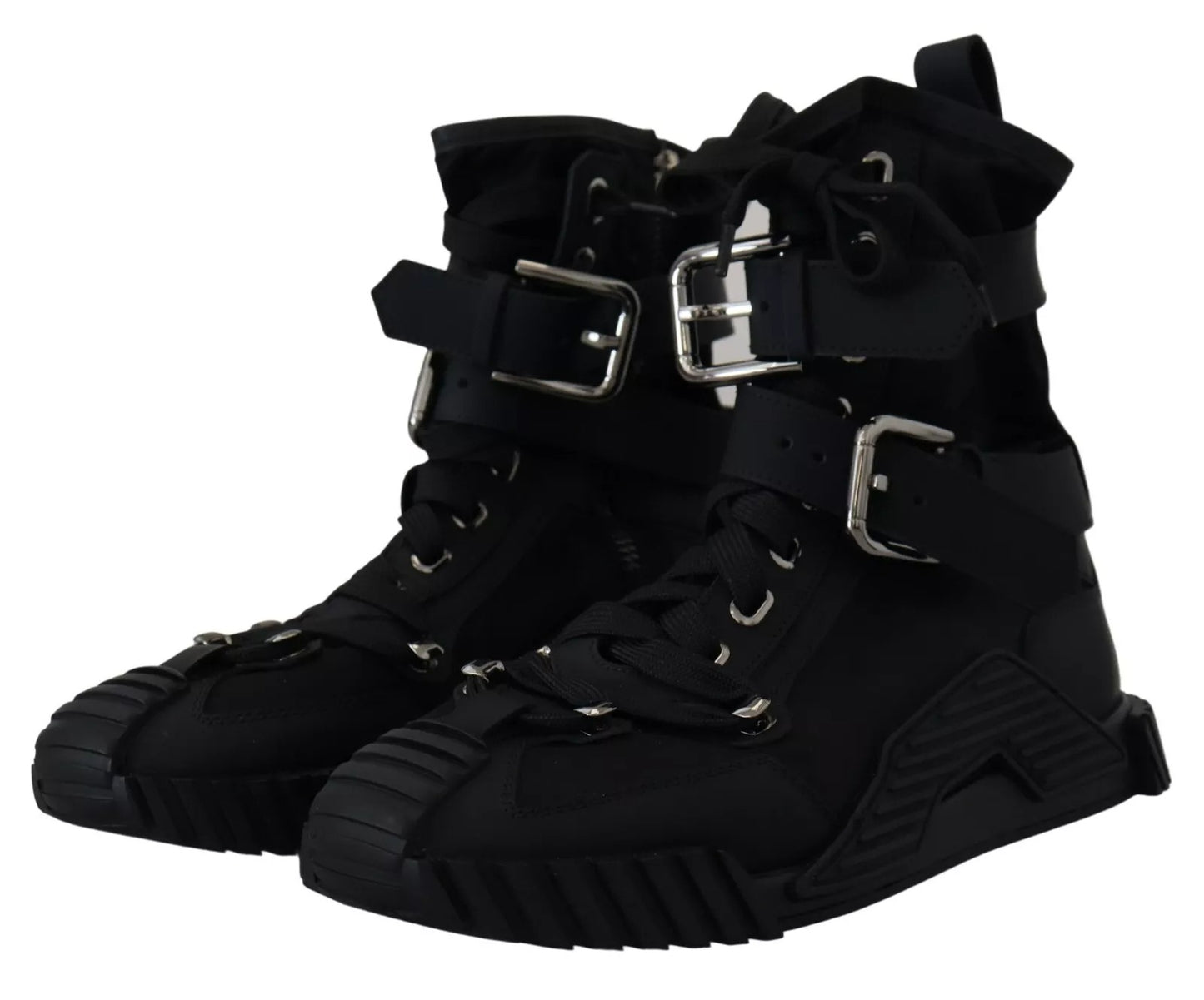 Dolce & Gabbana Black Nylon High Top Sorrento Sneakers Shoes by Dolce & Gabbana