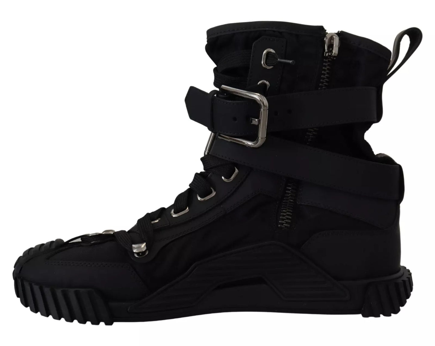 Dolce & Gabbana Black Nylon High Top Sorrento Sneakers Shoes by Dolce & Gabbana