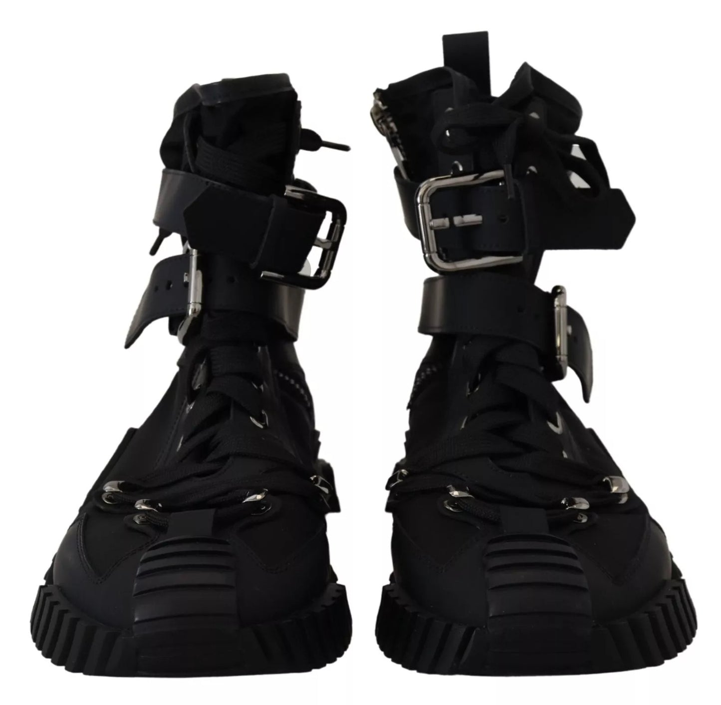 Dolce & Gabbana Black Nylon High Top Sorrento Sneakers Shoes by Dolce & Gabbana