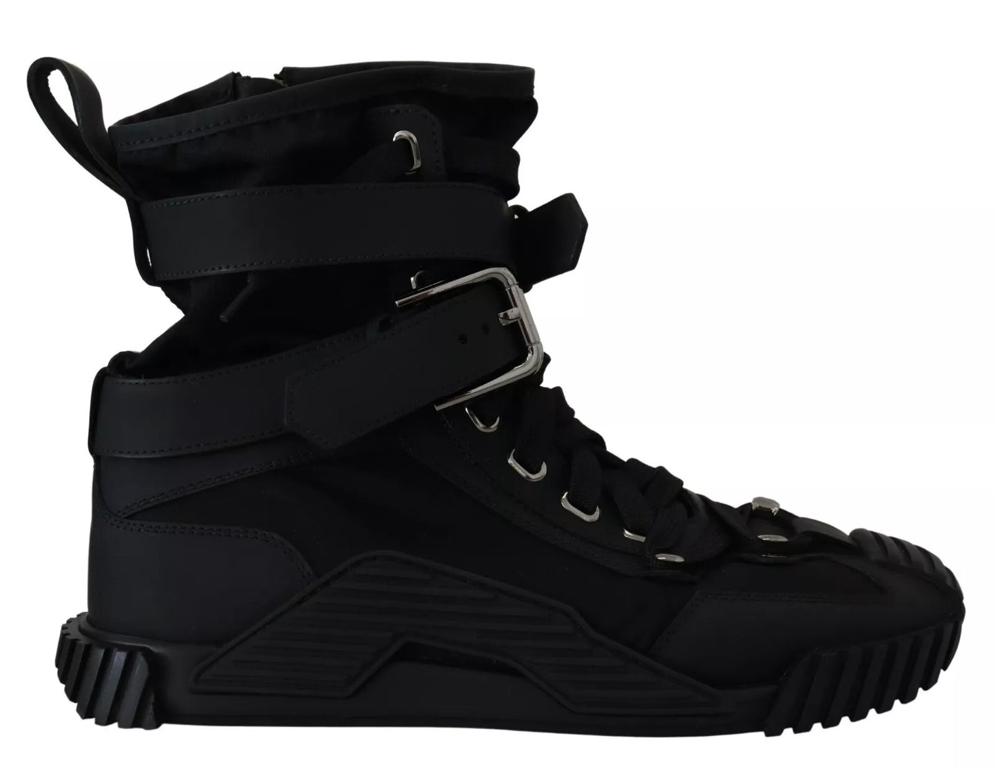 Dolce & Gabbana Black Nylon High Top Sorrento Sneakers Shoes by Dolce & Gabbana