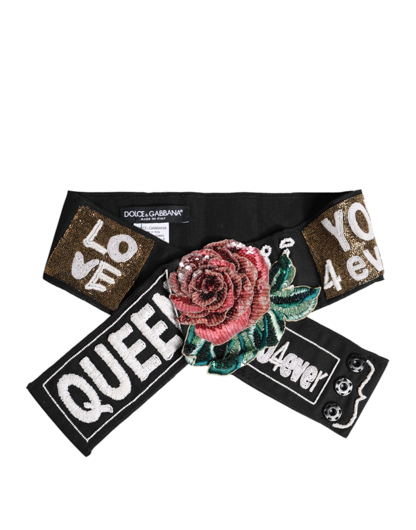 Ceinture extensible noire à ornements multicolores Dolce & Gabbana