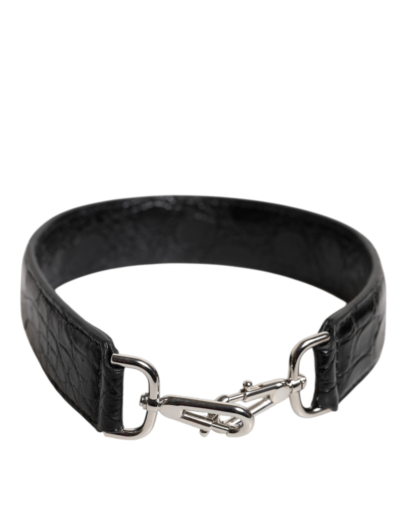 Dolce & Gabbana Schouderriem Alligatorleer - Zwart/44,5 cm