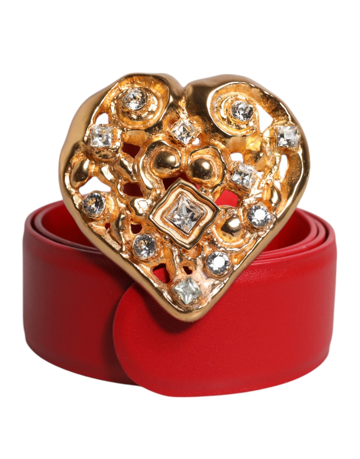 Ceinture Dolce & Gabbana en cuir de veau rouge avec boucle en métal ornée