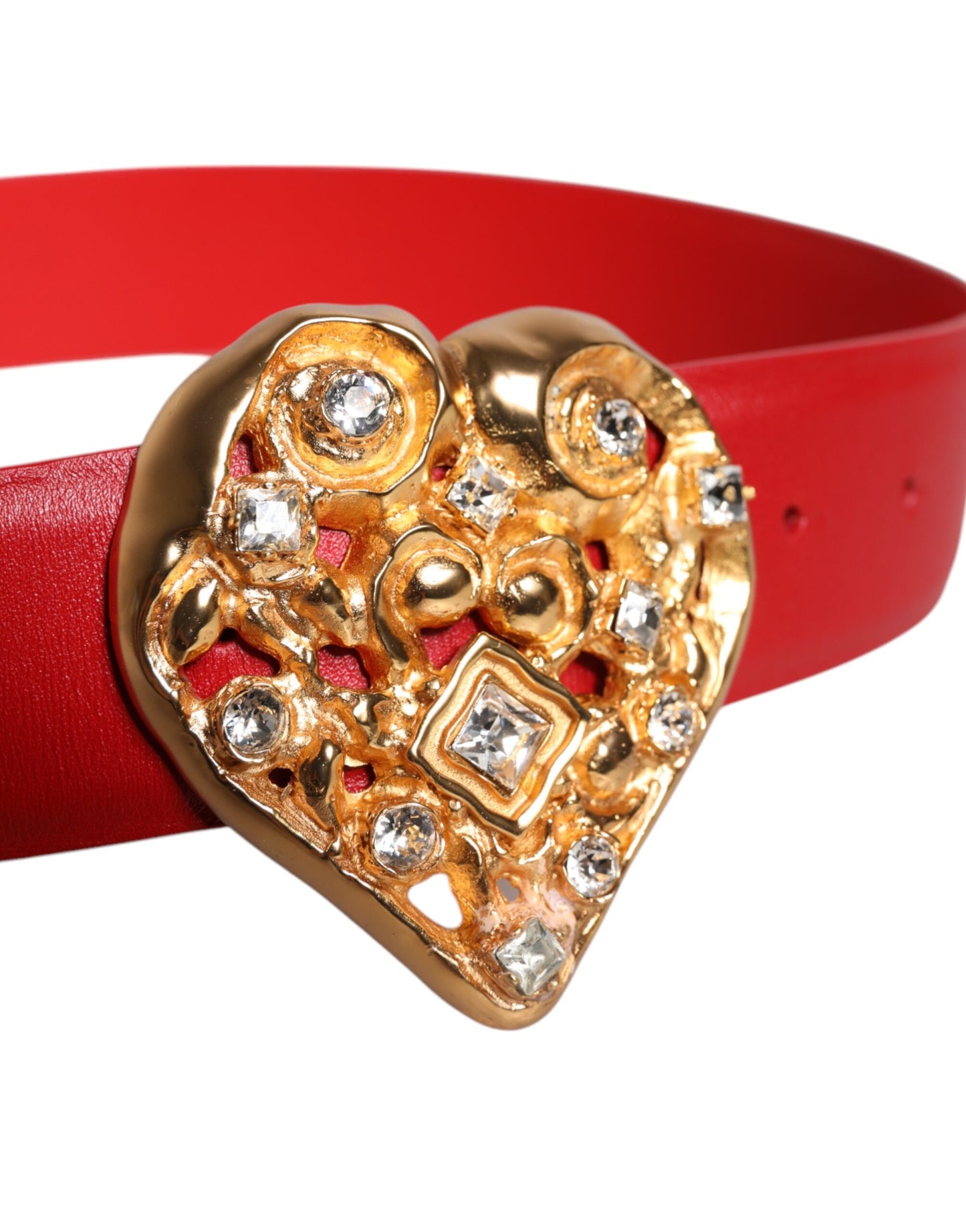 Ceinture Dolce & Gabbana en cuir de veau rouge avec boucle en métal ornée
