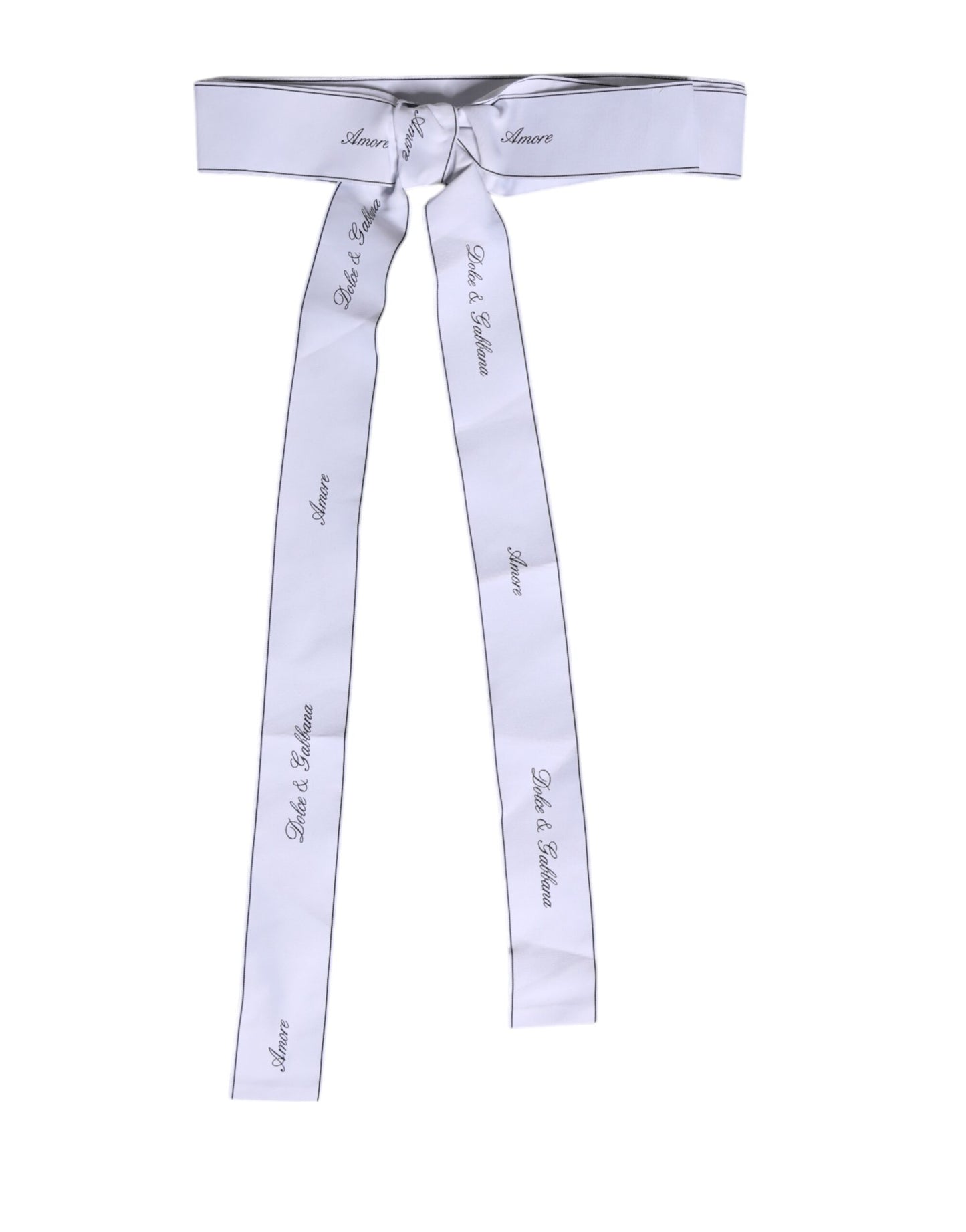 Ceinture à large nœud et logo Dolce & Gabbana en ruban blanc