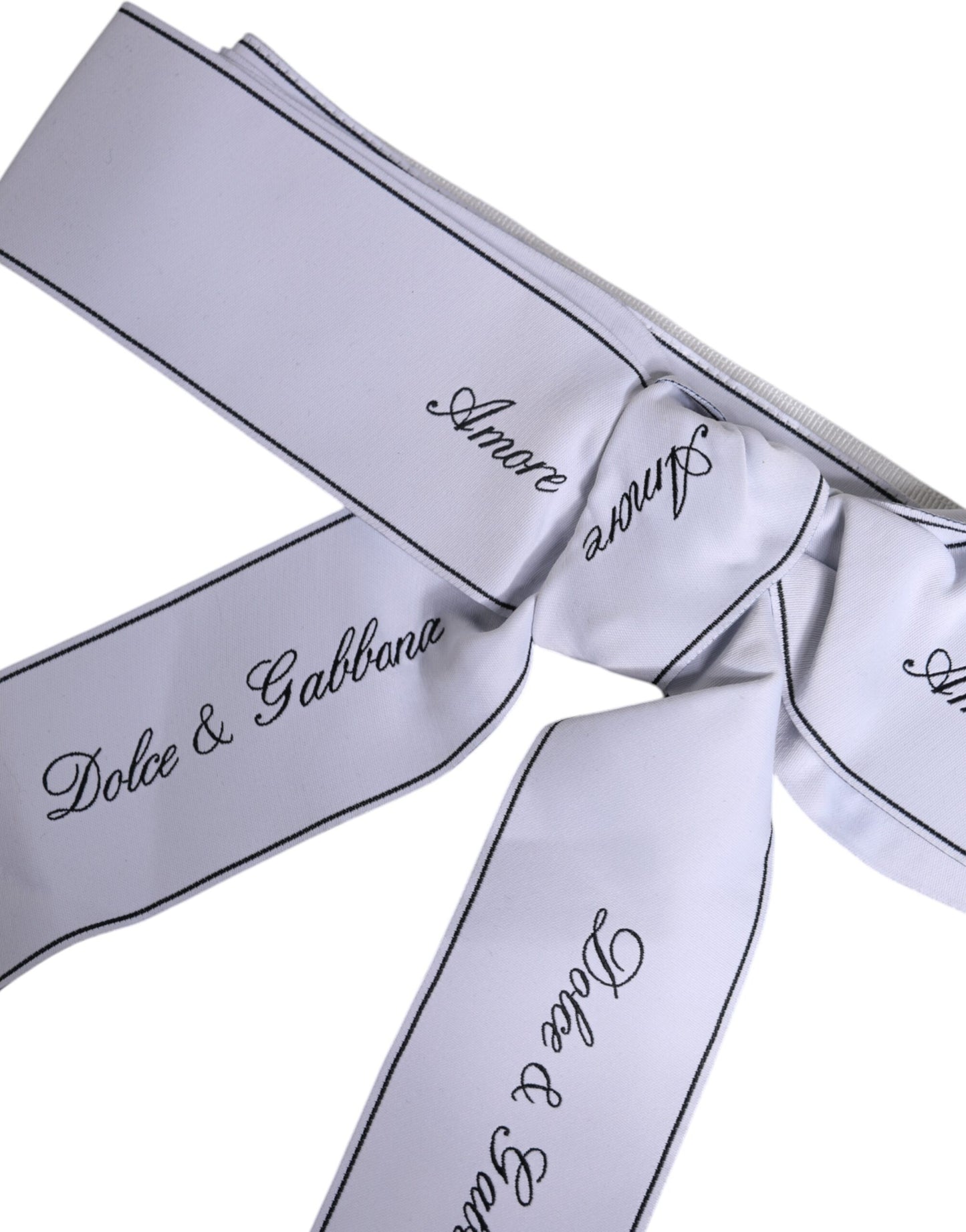 Ceinture à large nœud et logo Dolce & Gabbana en ruban blanc