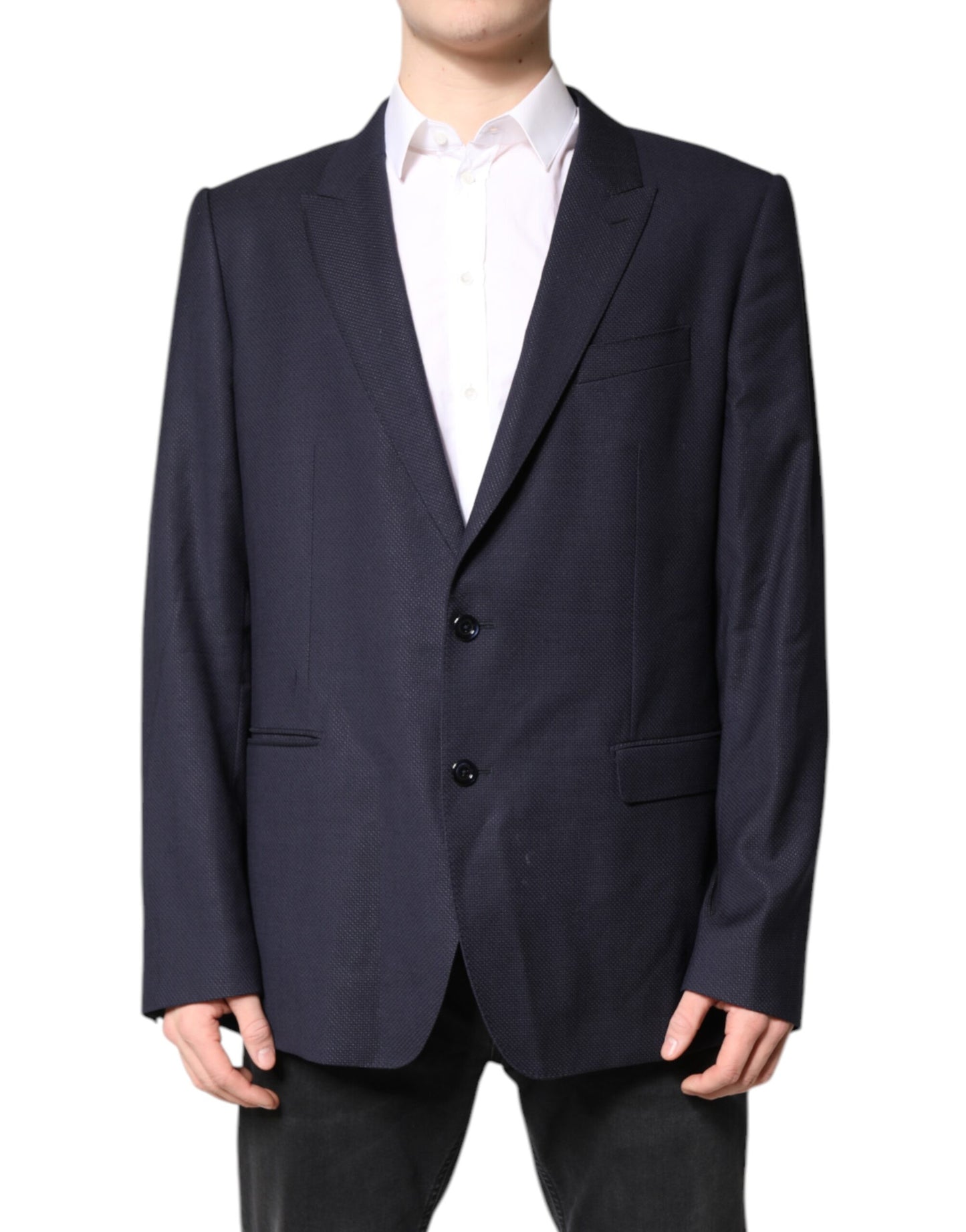 Costume blazer à simple boutonnage en laine noire Dolce & Gabbana