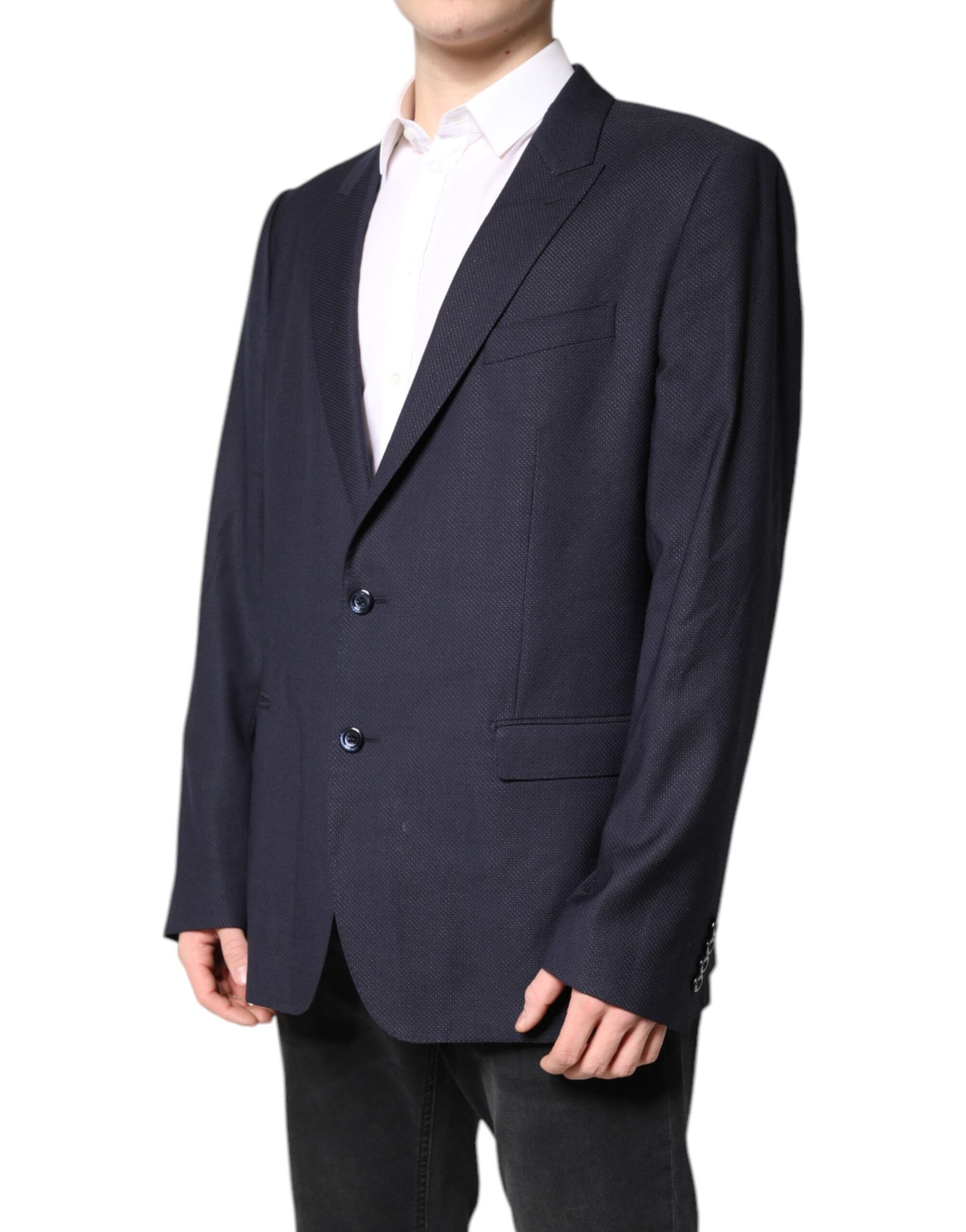 Costume blazer à simple boutonnage en laine noire Dolce & Gabbana