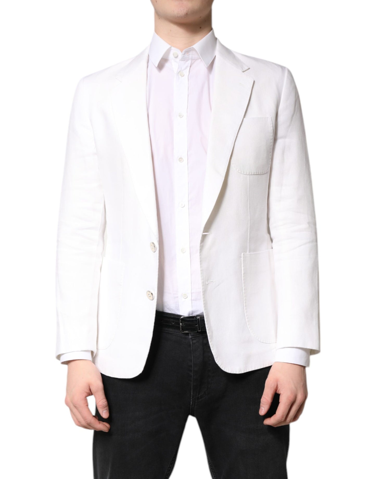 Dolce & Gabbana - Blazer blanc à simple boutonnage pour homme