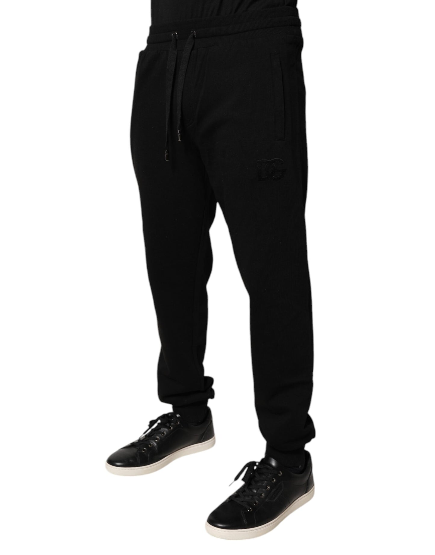 Dolce & Gabbana Black Cotton Mid Waist Jogger Sweatpants Pants by Dolce & Gabbana