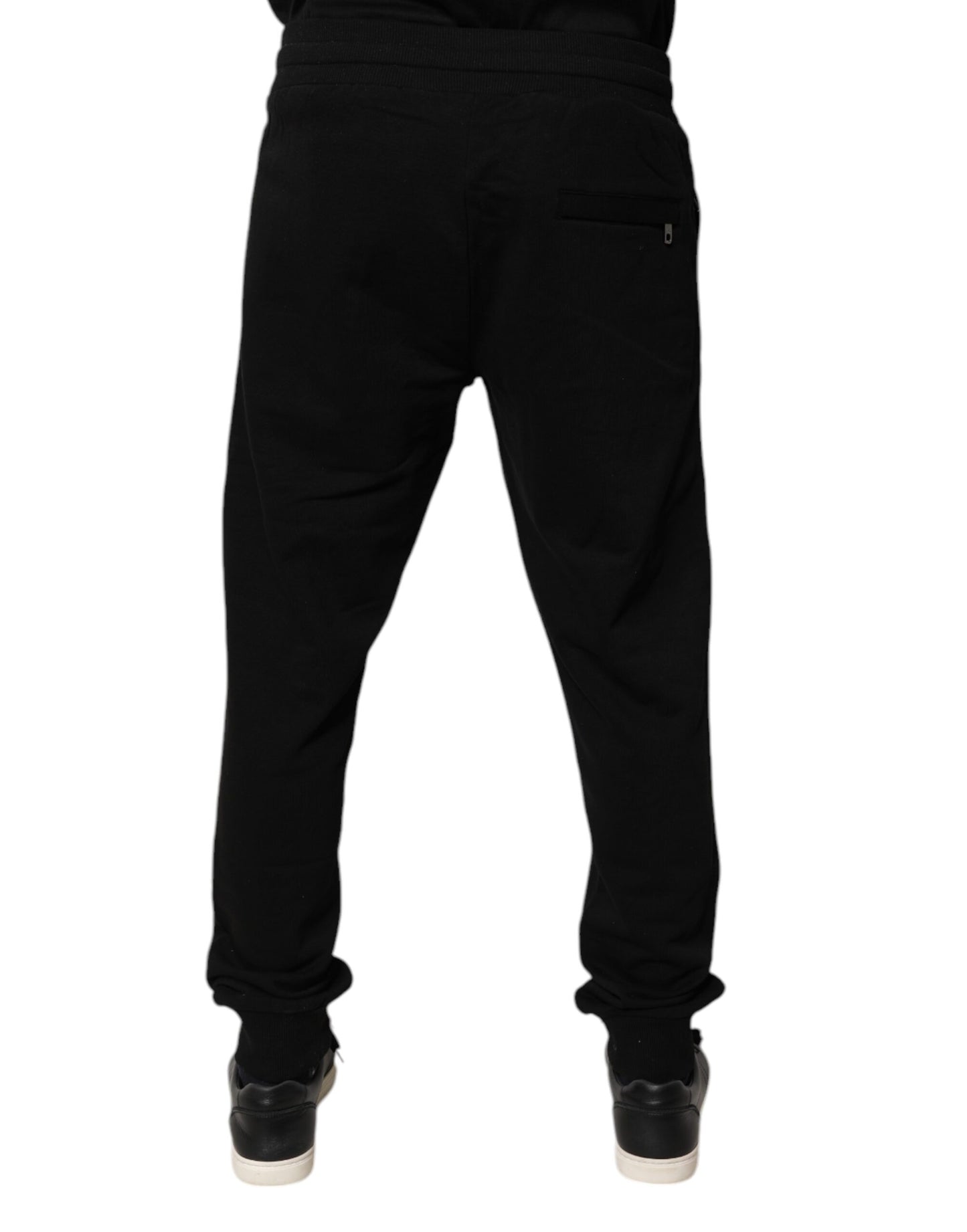 Dolce & Gabbana Black Cotton Mid Waist Jogger Sweatpants Pants by Dolce & Gabbana