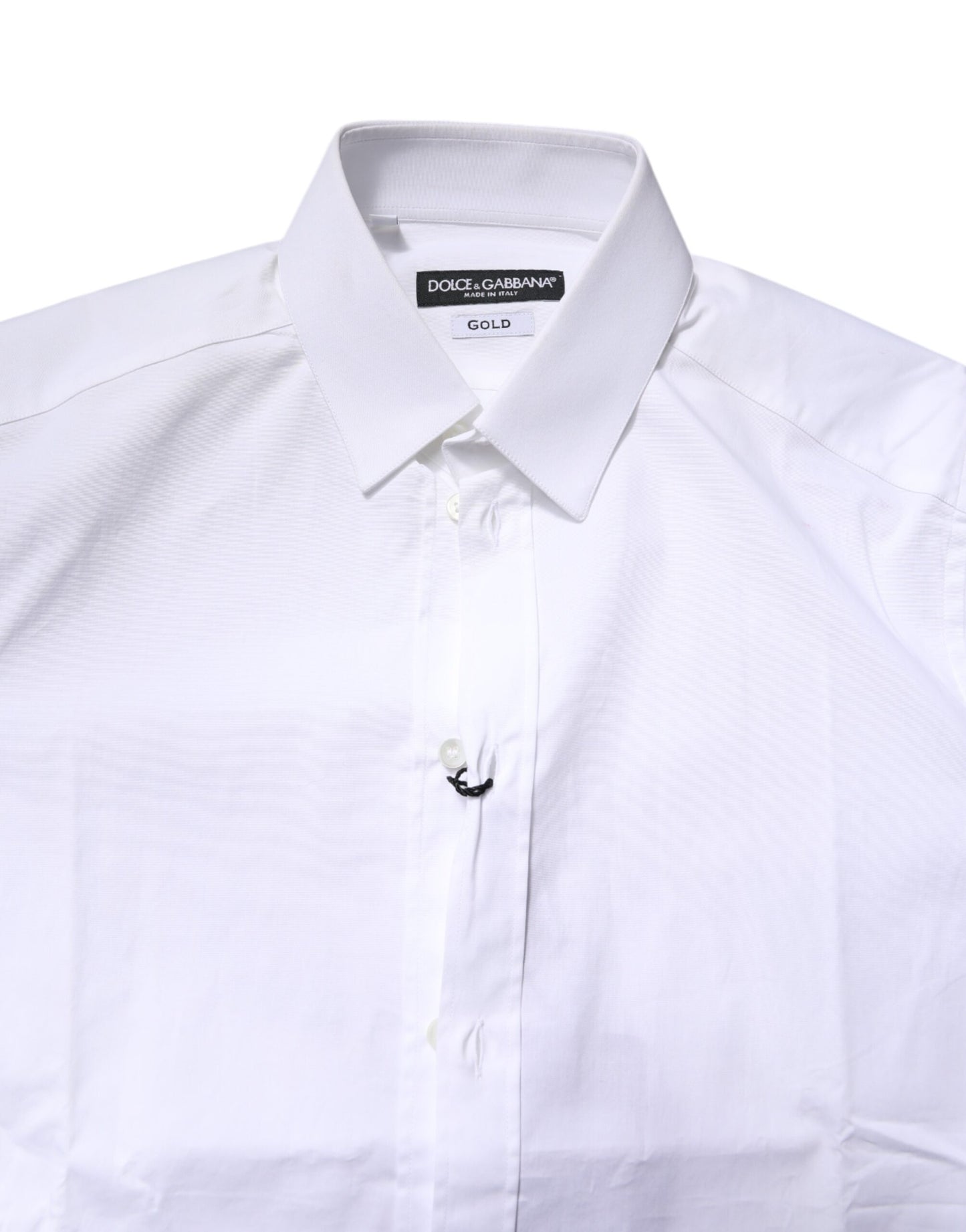 Dolce & Gabbana White Cotton Stretch GOLD Dress Formal Shirt by Dolce & Gabbana
