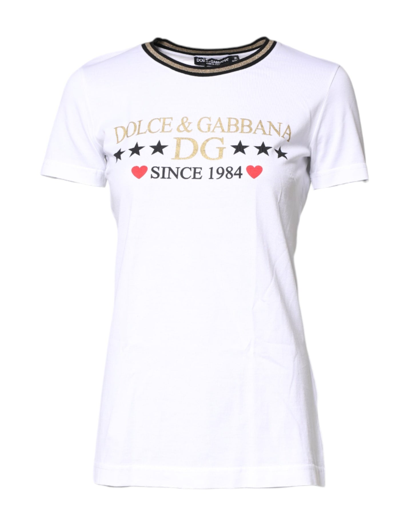 Dolce & Gabbana White Graphic Print Cotton Crew Neck T-shirt by Dolce & Gabbana