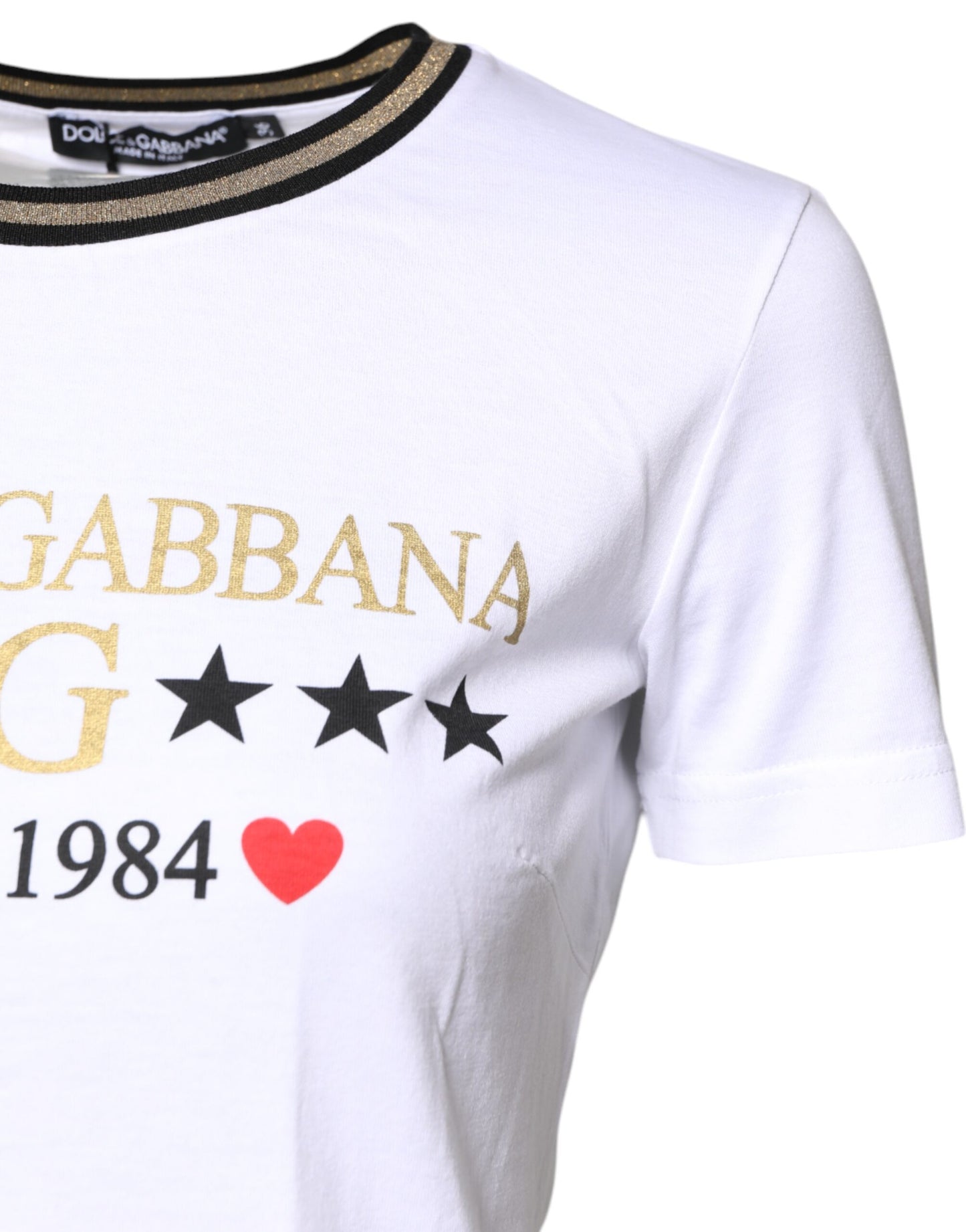 Dolce & Gabbana White Graphic Print Cotton Crew Neck T-shirt by Dolce & Gabbana