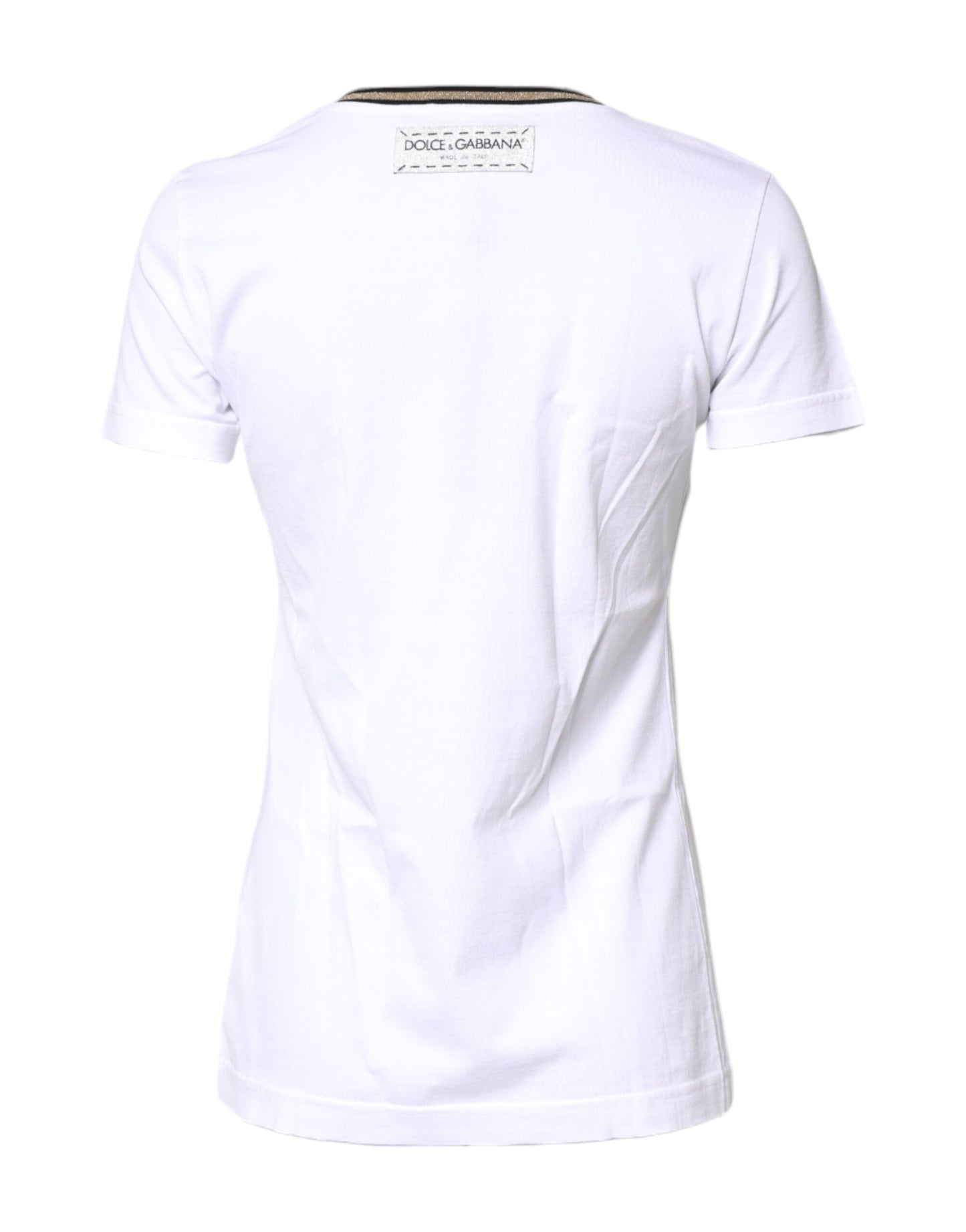 Dolce & Gabbana White Graphic Print Cotton Crew Neck T-shirt by Dolce & Gabbana