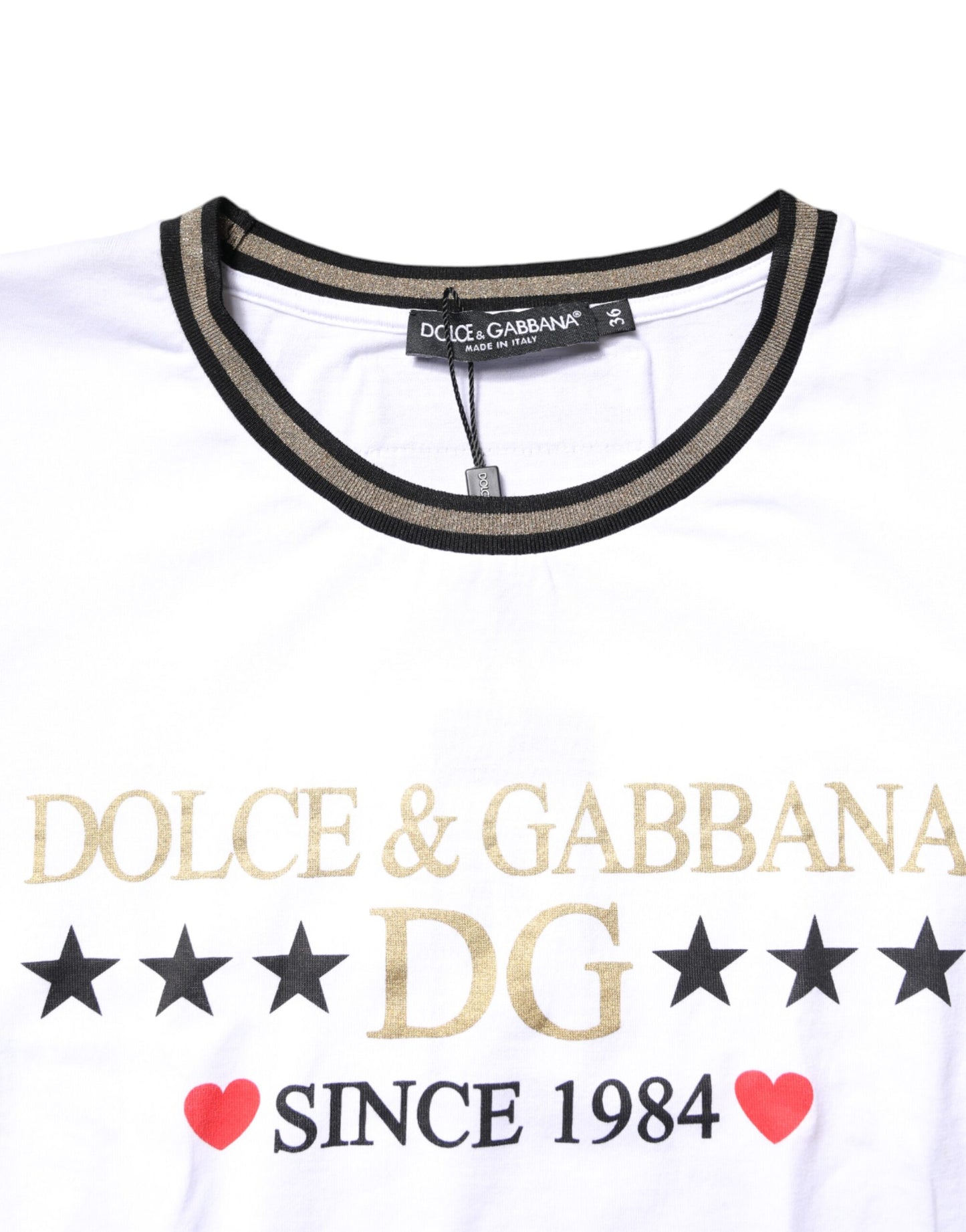 Dolce & Gabbana White Graphic Print Cotton Crew Neck T-shirt by Dolce & Gabbana