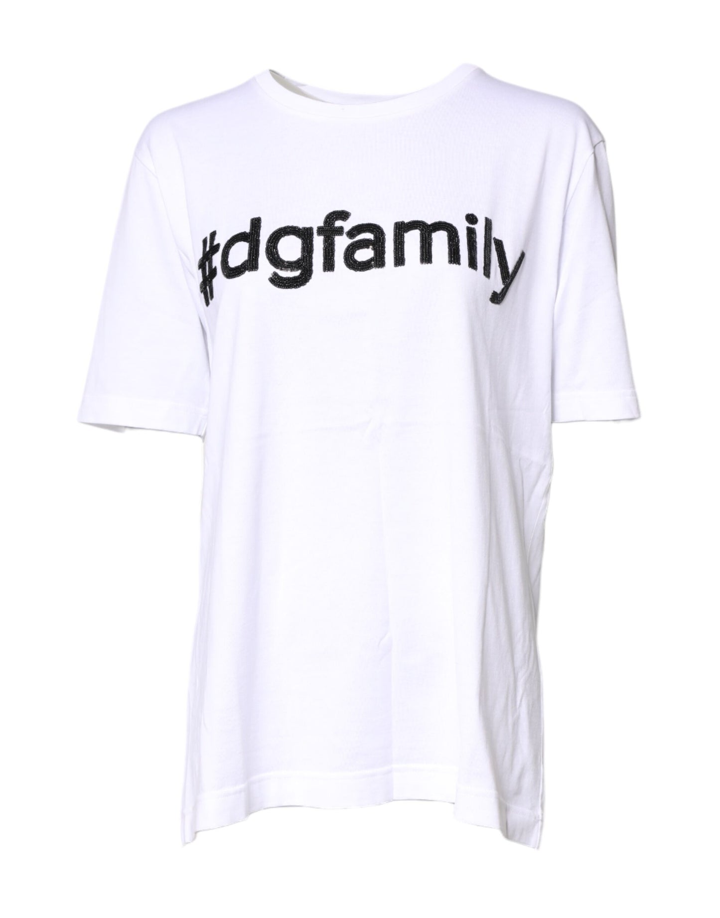 Dolce & Gabbana White #DGFamily Print Cotton Crew Neck T-shirt by Dolce & Gabbana
