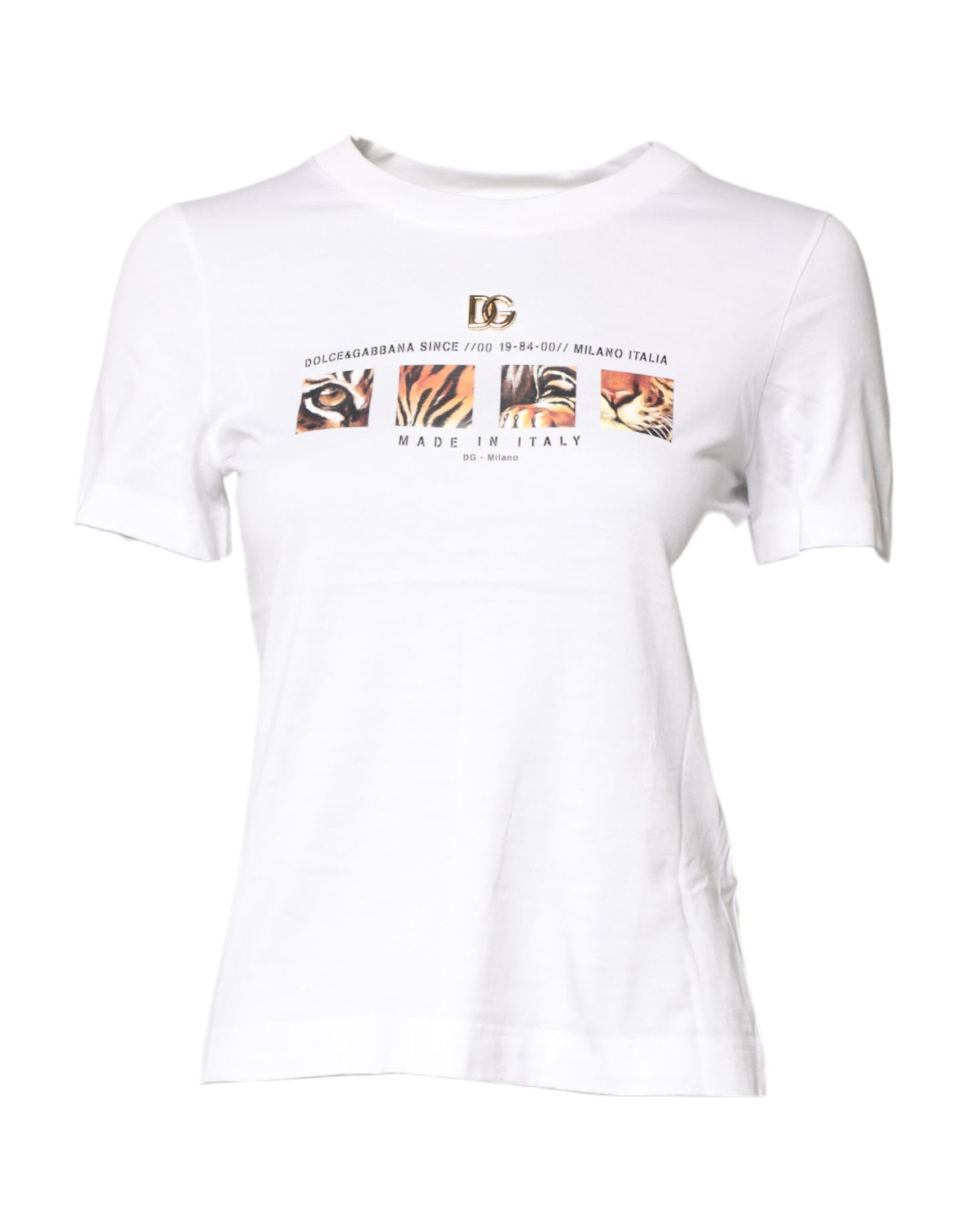 Dolce & Gabbana White Cotton Graphic Print Crew Neck T-shirt by Dolce & Gabbana