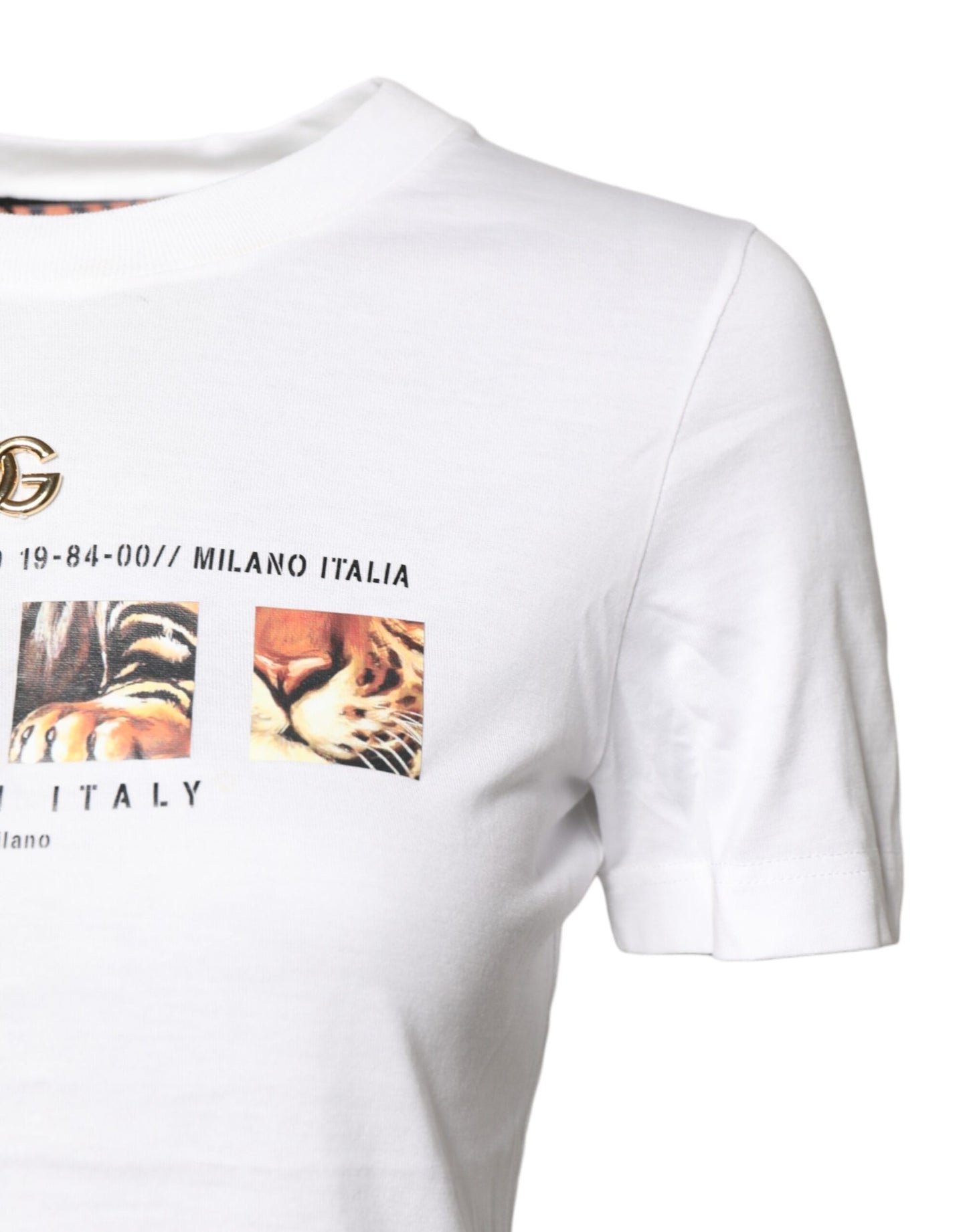 Dolce & Gabbana White Cotton Graphic Print Crew Neck T-shirt by Dolce & Gabbana