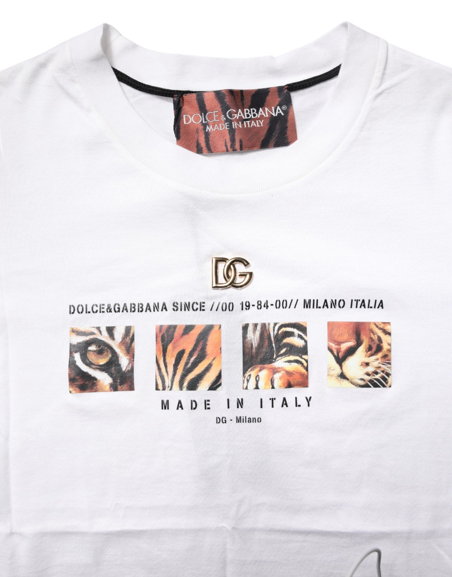 Dolce & Gabbana White Cotton Graphic Print Crew Neck T-shirt by Dolce & Gabbana