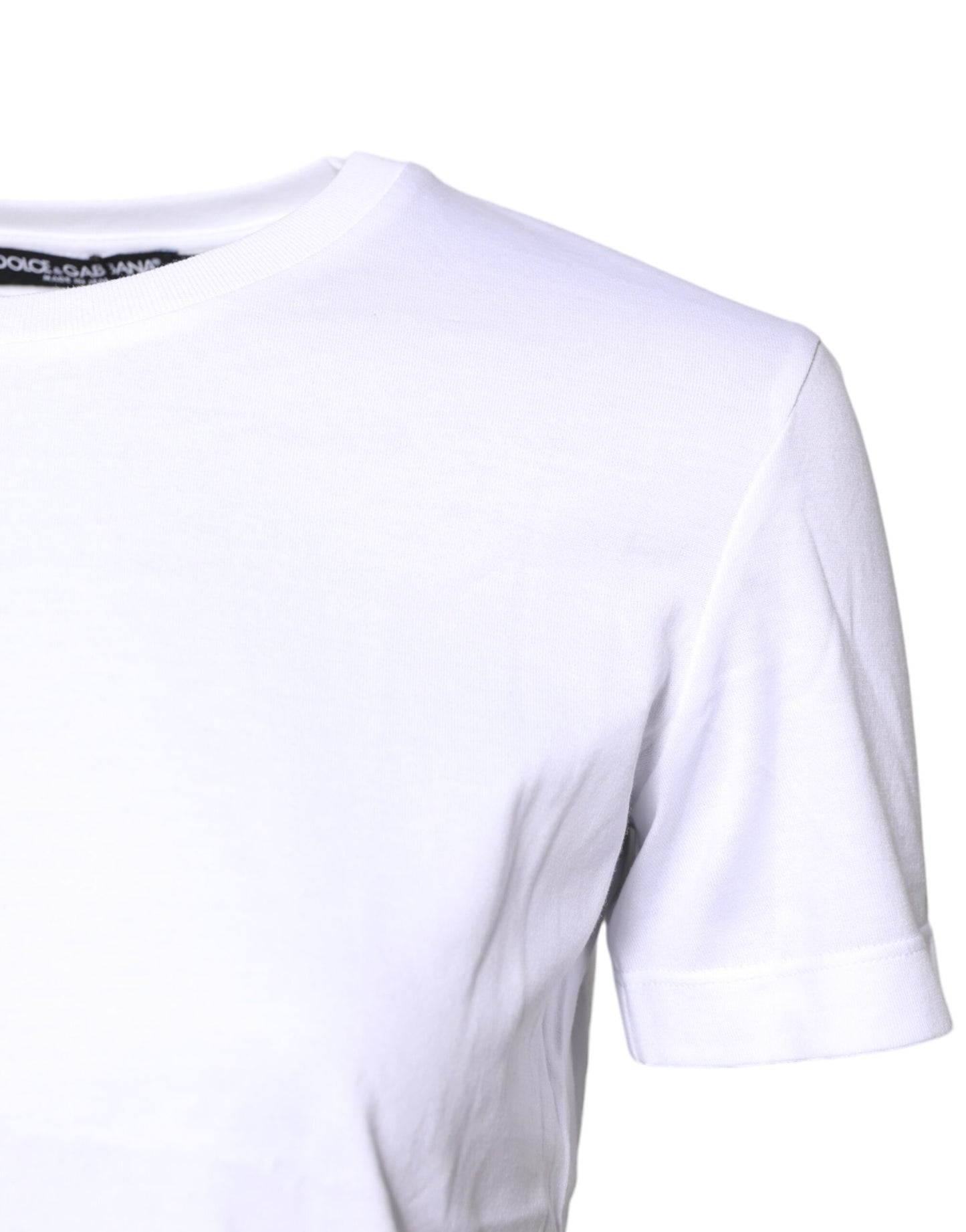 Dolce & Gabbana White Cotton Crew Neck Short Sleeves T-shirt by Dolce & Gabbana