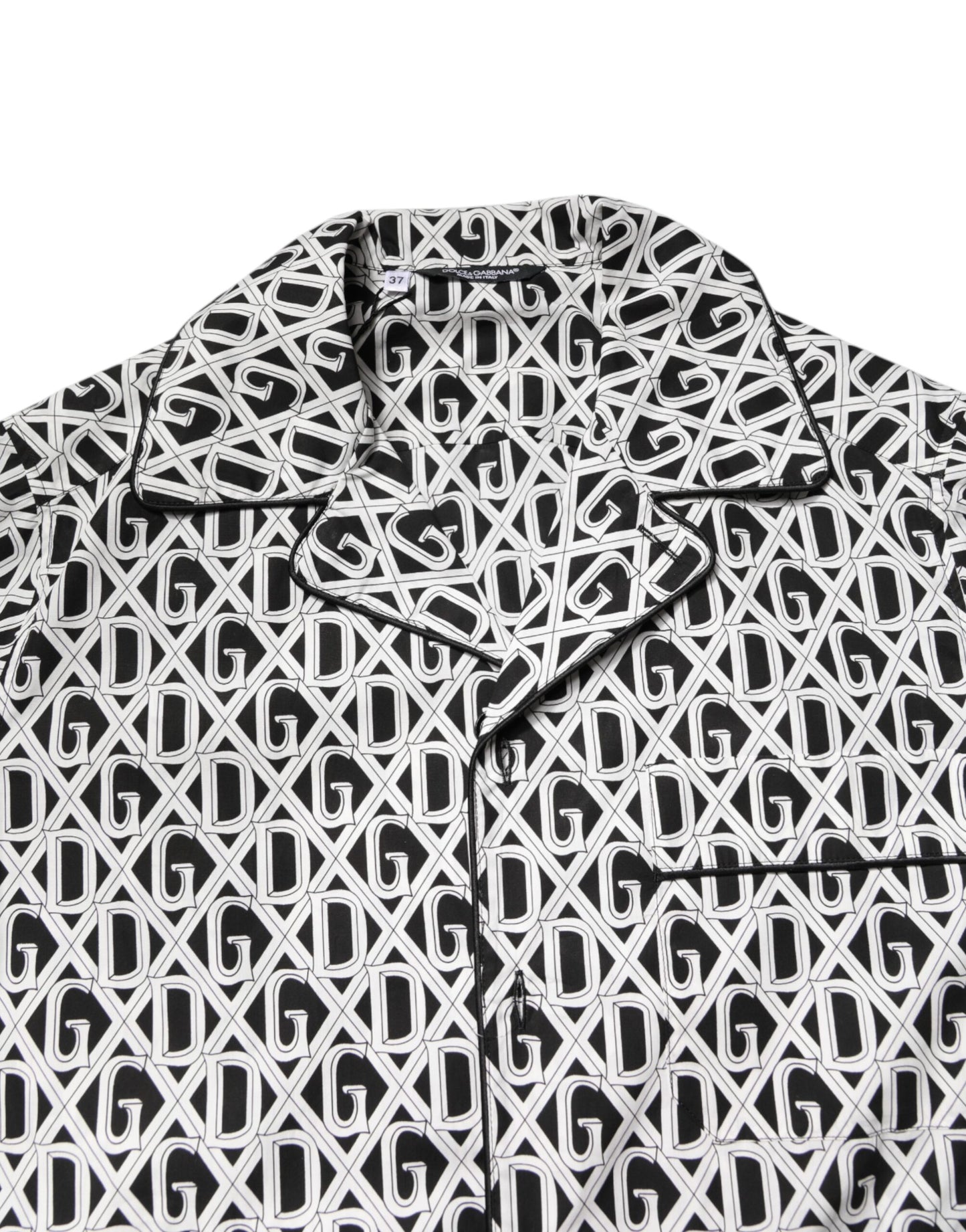Ensemble pyjama en coton imprimé DG noir et blanc Dolce & Gabbana