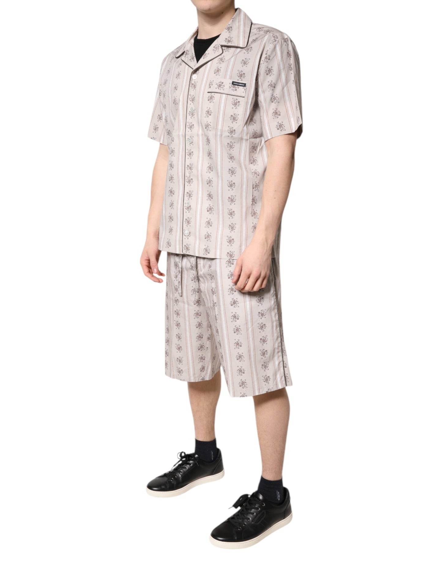 Ensemble pyjama homme Dolce & Gabbana en coton beige à imprimé floral