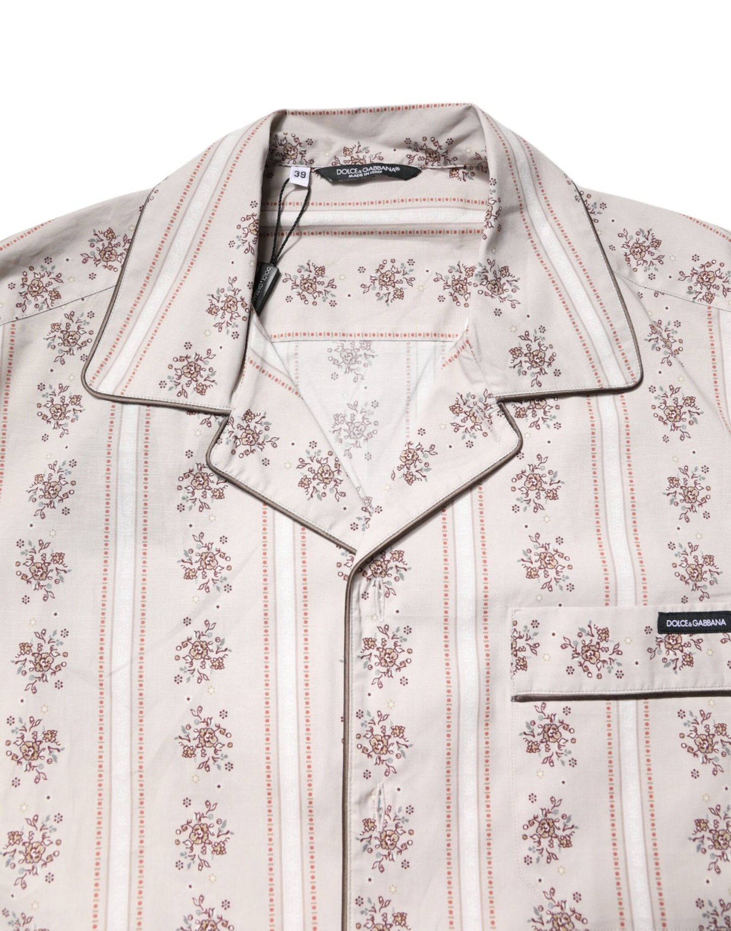 Ensemble pyjama homme Dolce & Gabbana en coton beige à imprimé floral
